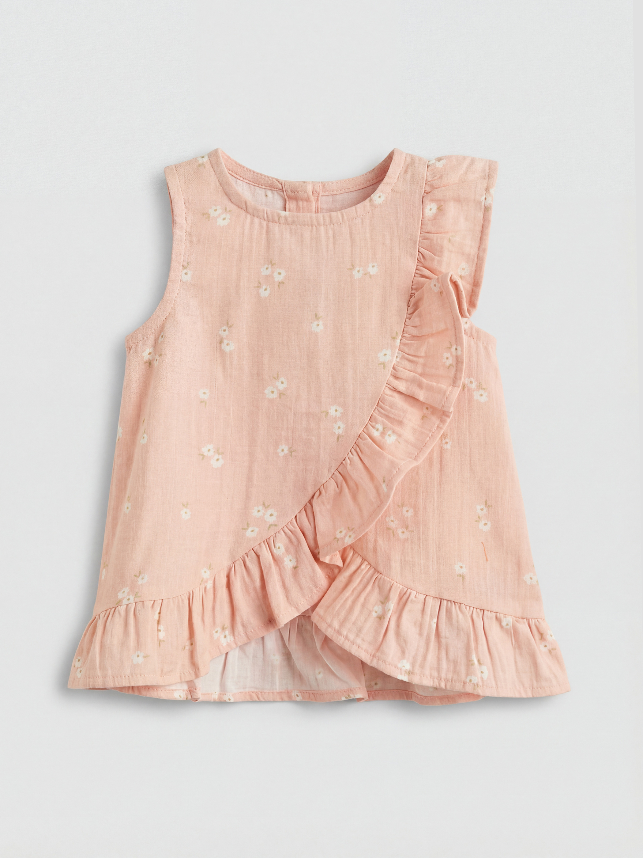 Pembe Çiçekli Volanlı Kız Bebek Şort Takım-1