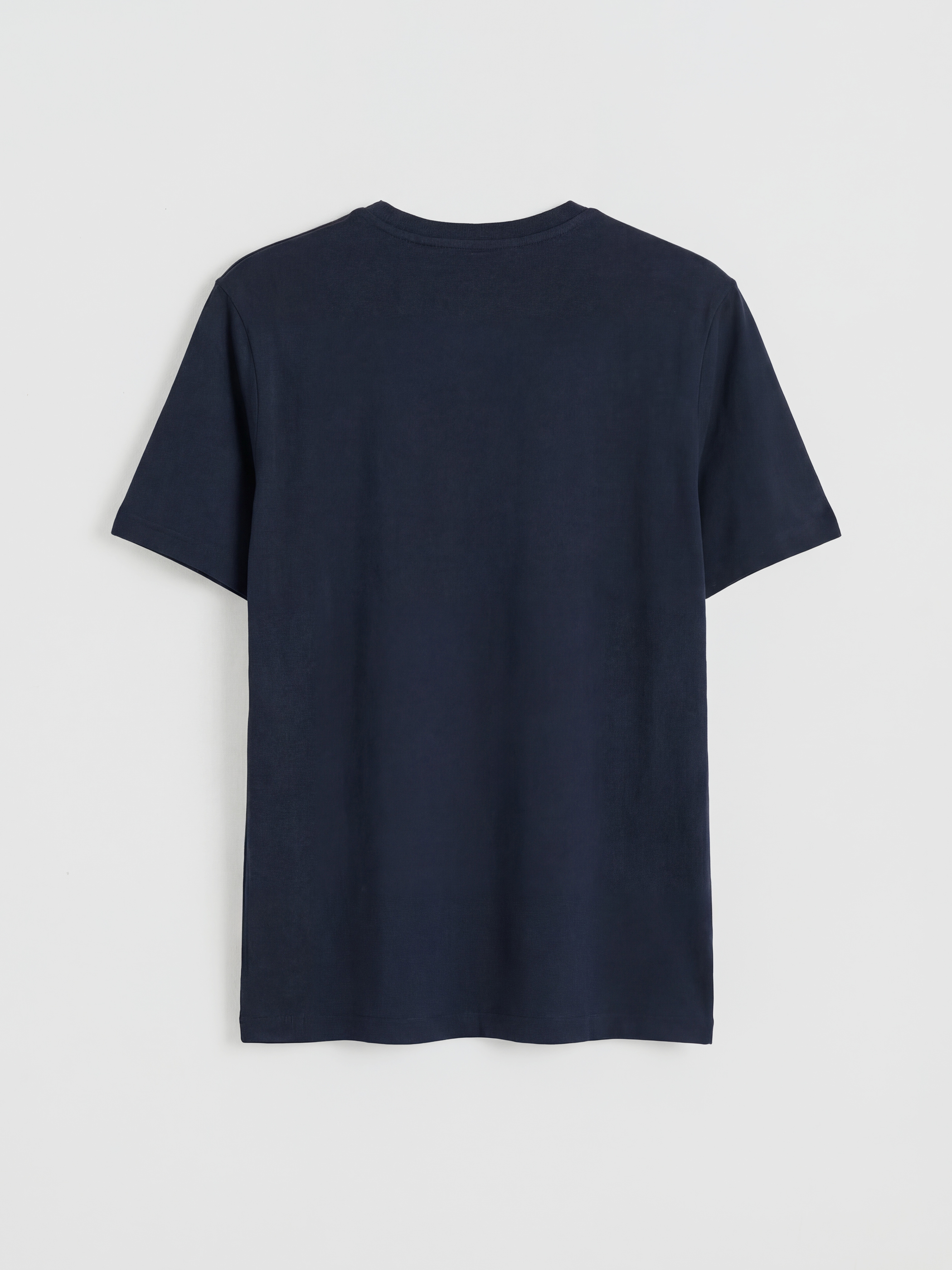 Lacivert Bisiklet Yaka Baskılı Penye Erkek Tişört-5