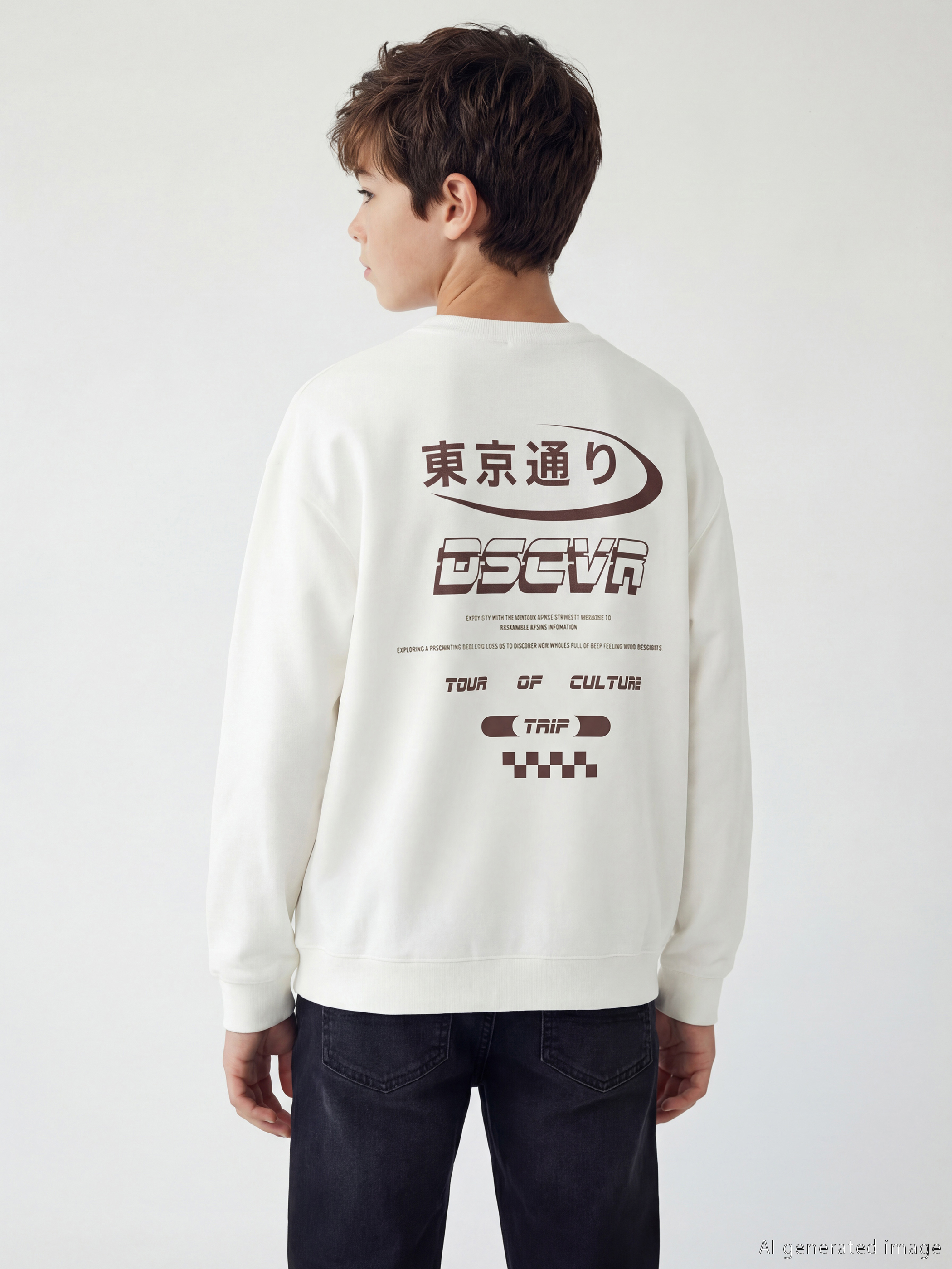 Ekru Baskılı Erkek Çocuk Sweatshirt-1