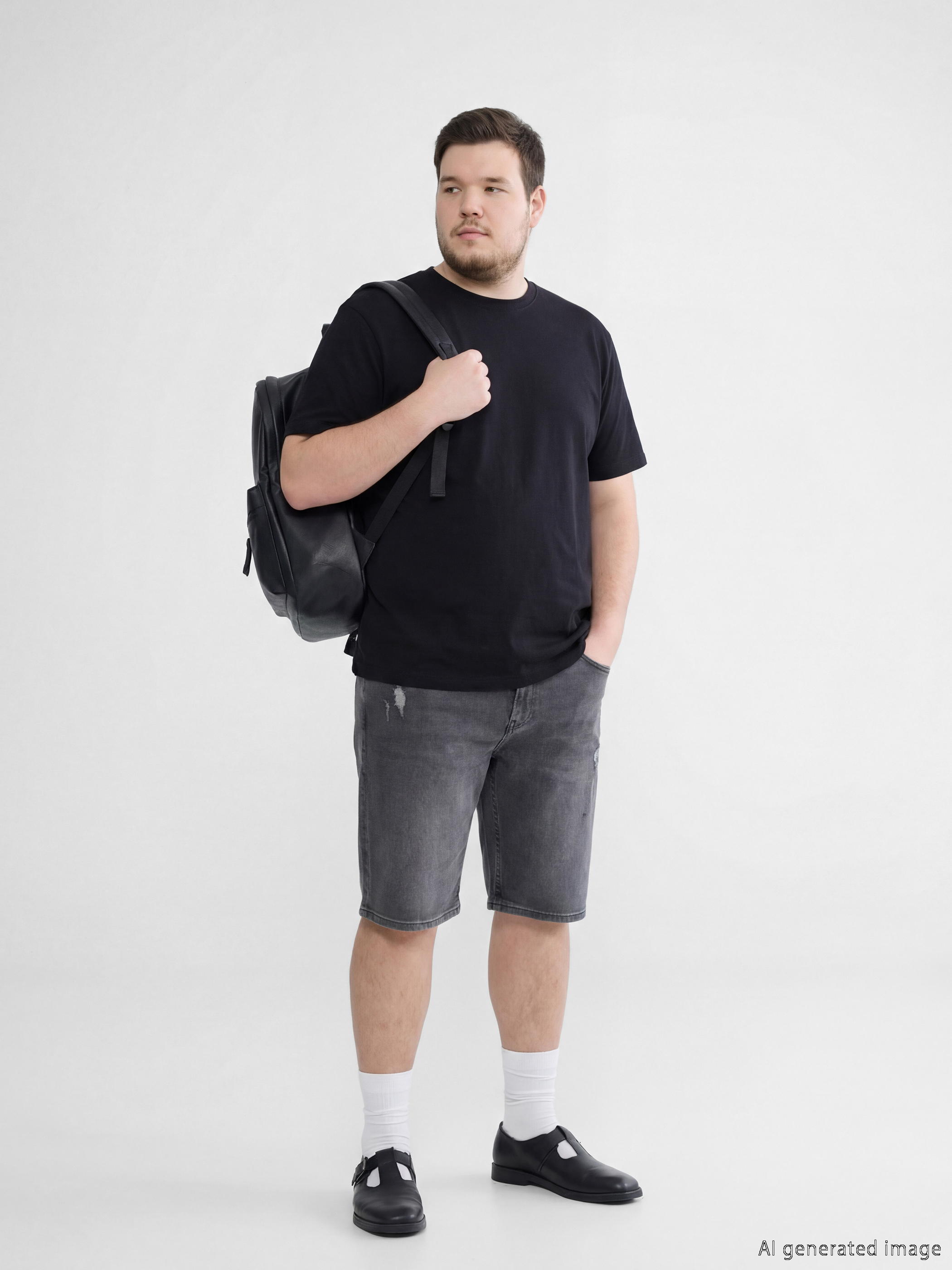 Antrasit Standart Kalıp Erkek Jean Şort-1