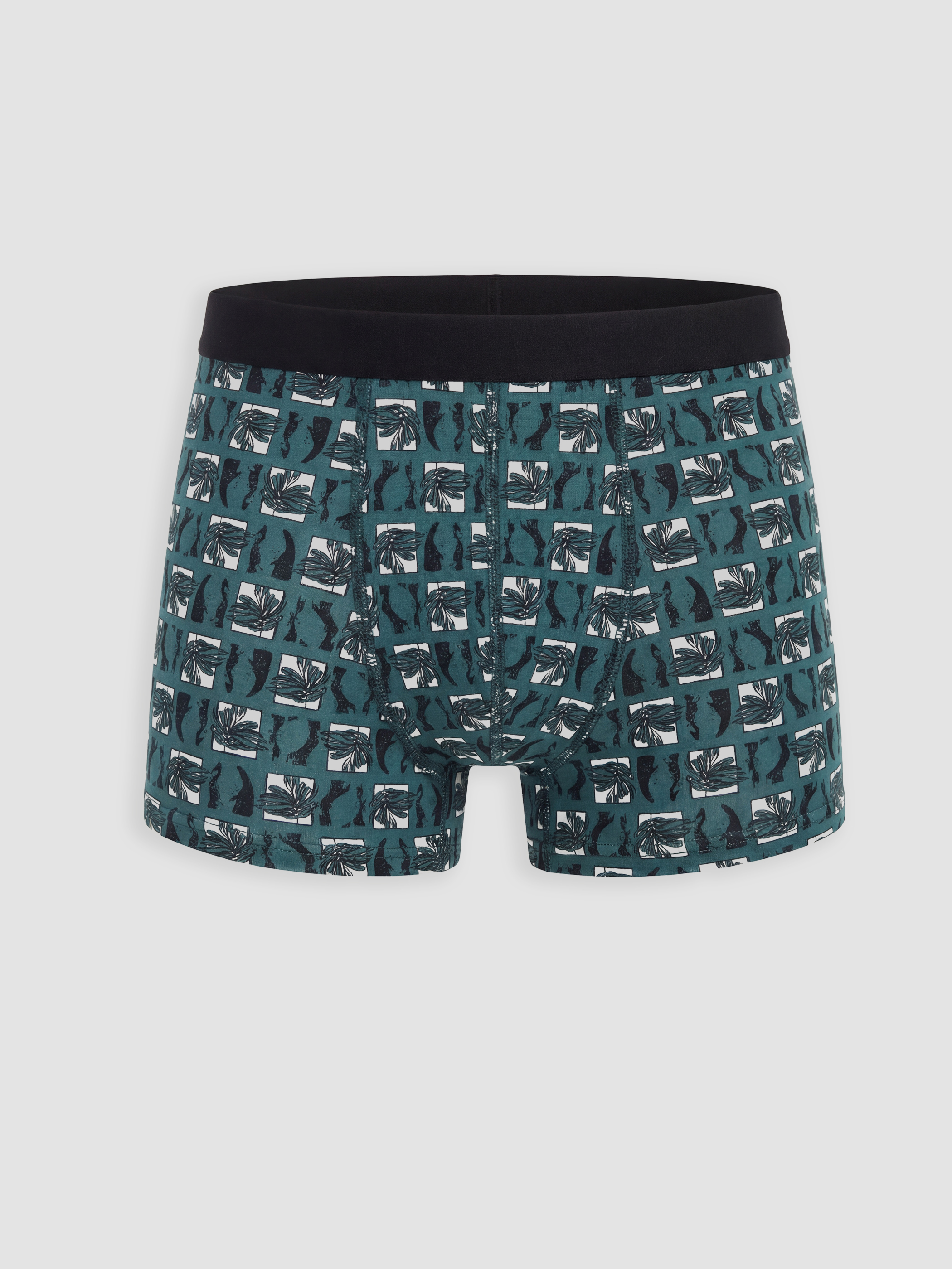 Siyah Regular Fit Pamuklu Esnek Erkek Boxer 3'lü-1