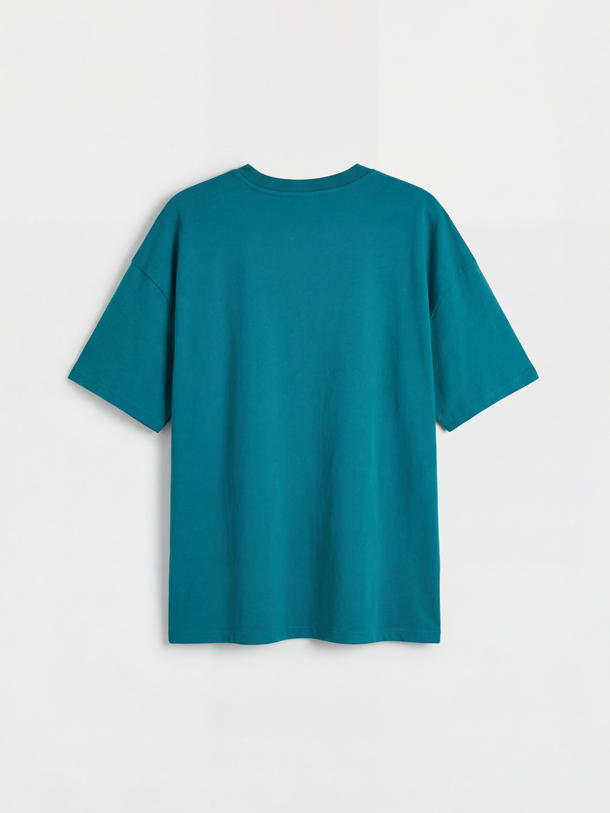 Turkuaz Loose Fit Baskılı Erkek Tişört-5