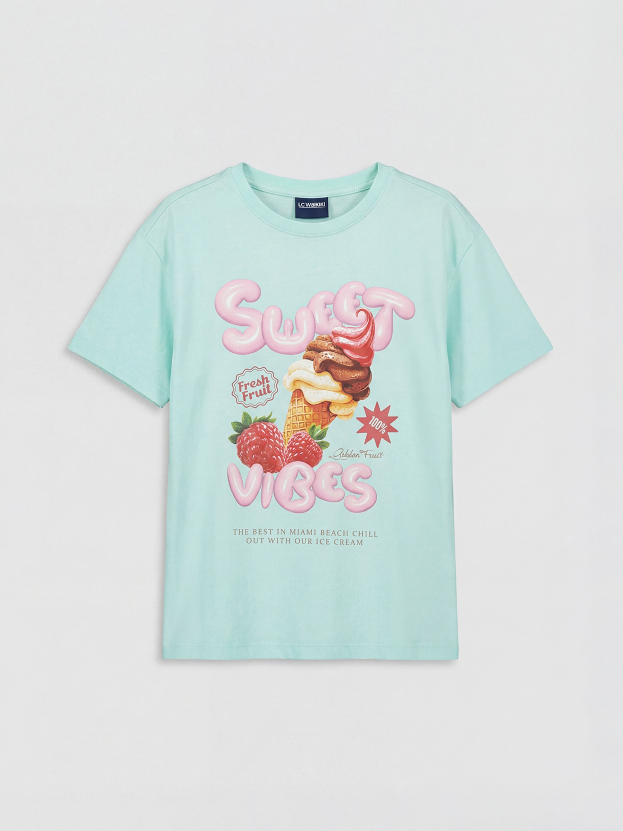 Turkuaz Bisiklet Yaka Baskılı Kız Çocuk Pijama Takımı-1