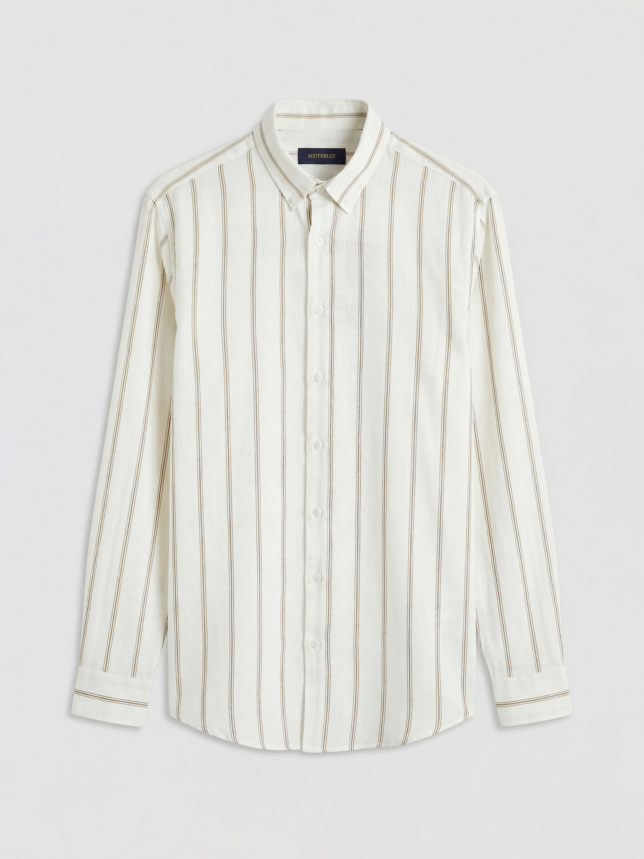 Chemise homme rayée en tissu Dobby coupe régulière-4