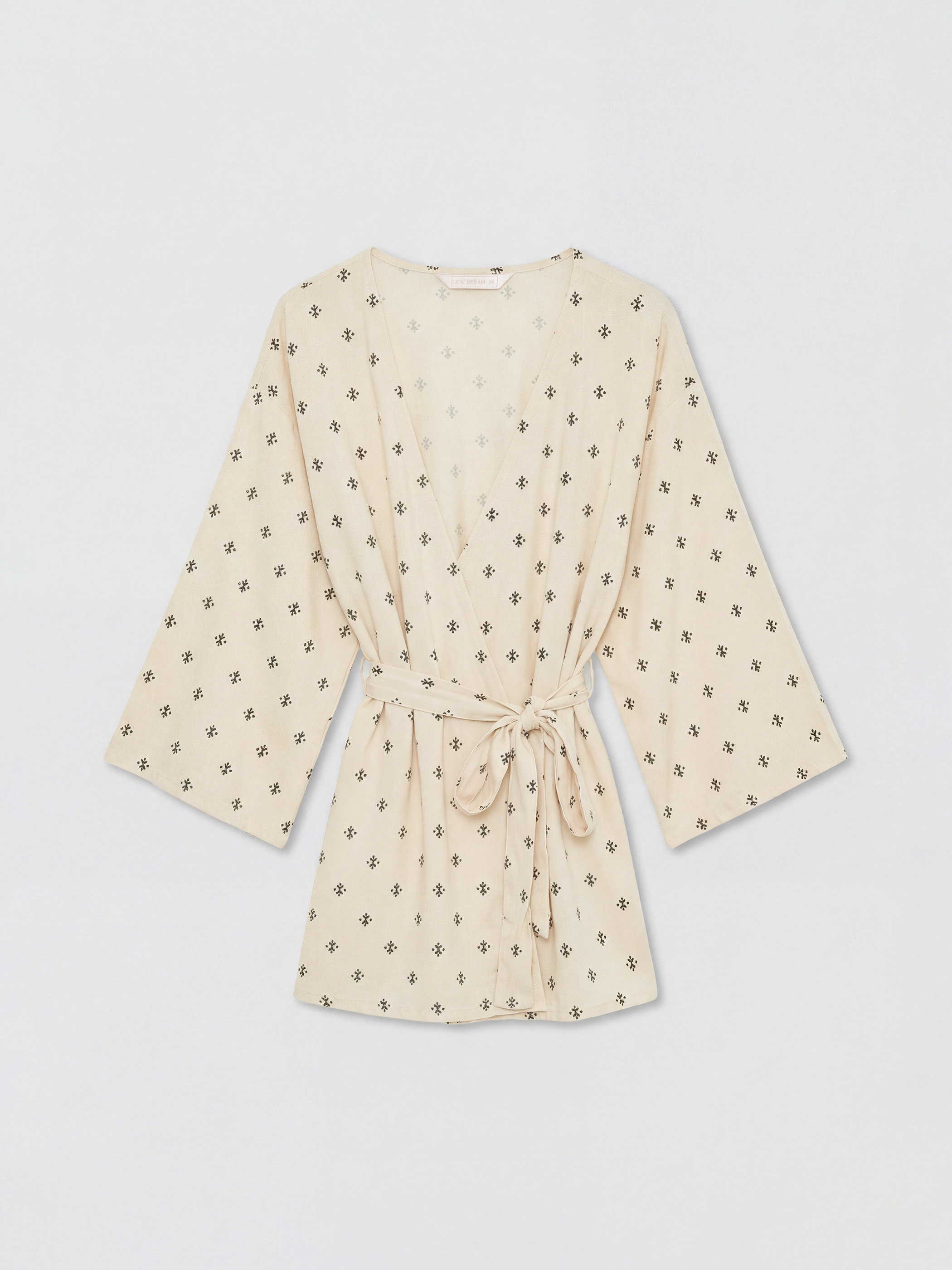 Ekru Şal Yaka Desenli Hamile Pijama Takım-1