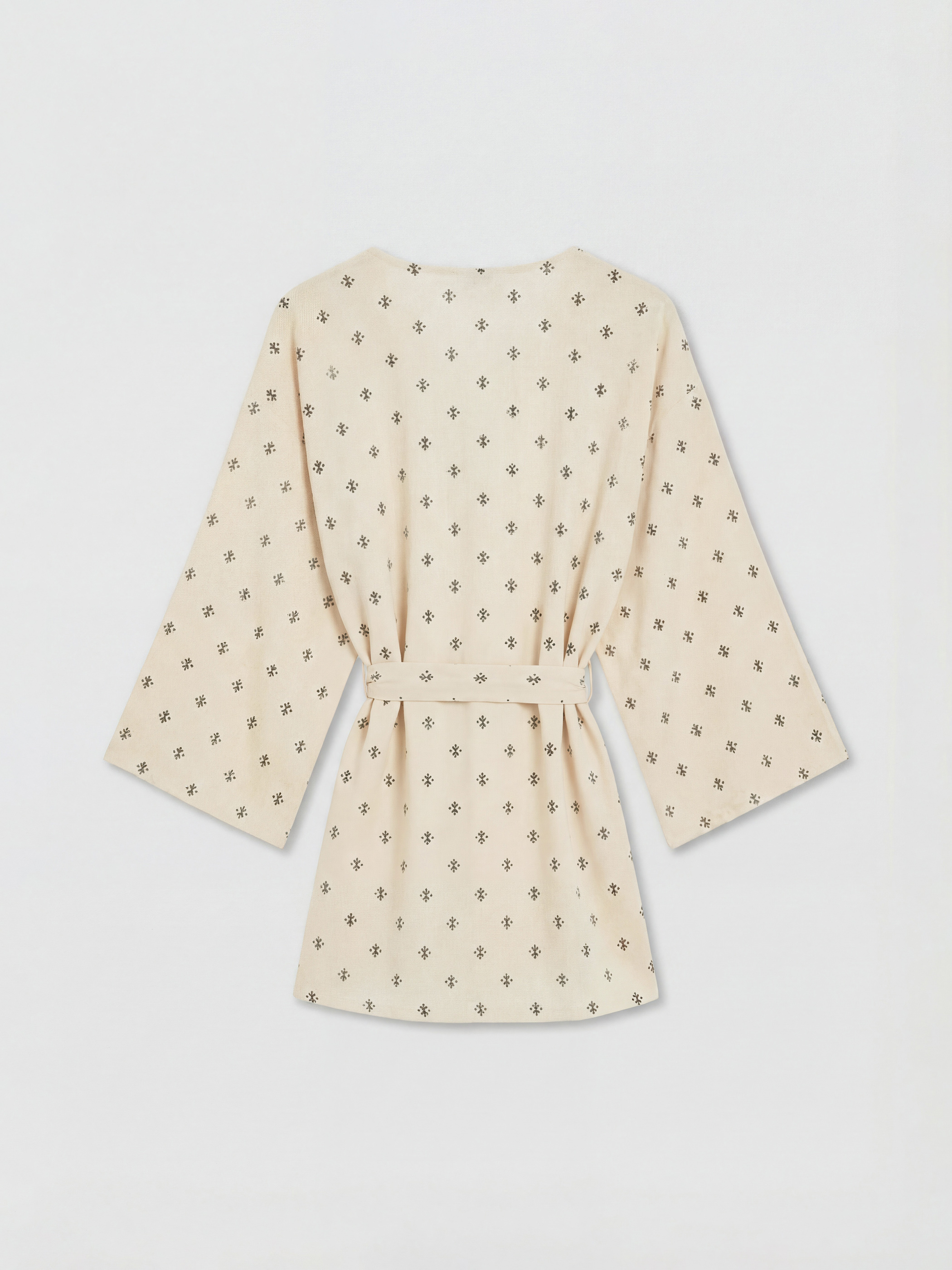 Ekru Şal Yaka Desenli Hamile Pijama Takım-2