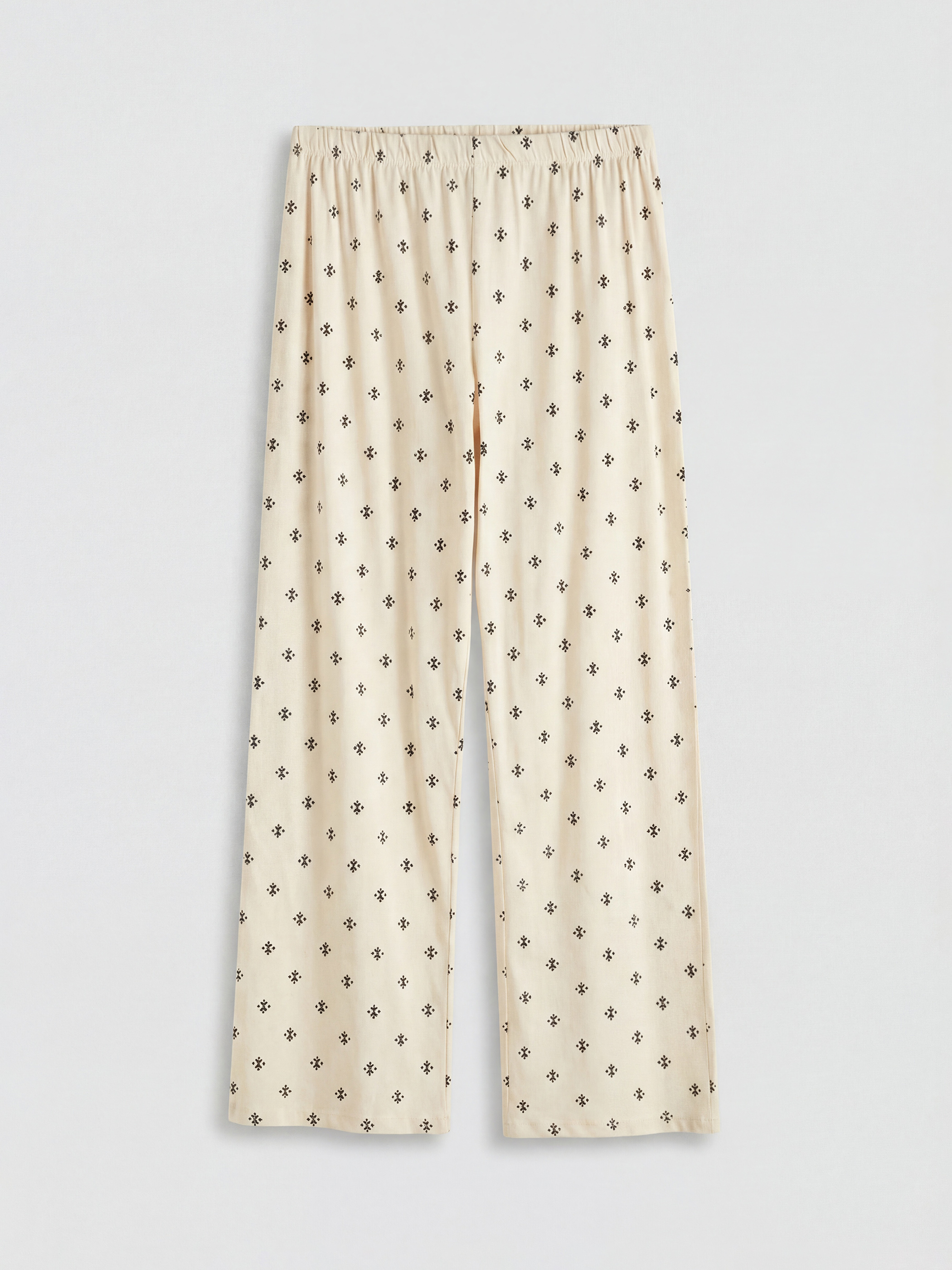 Ekru Şal Yaka Desenli Hamile Pijama Takım-4