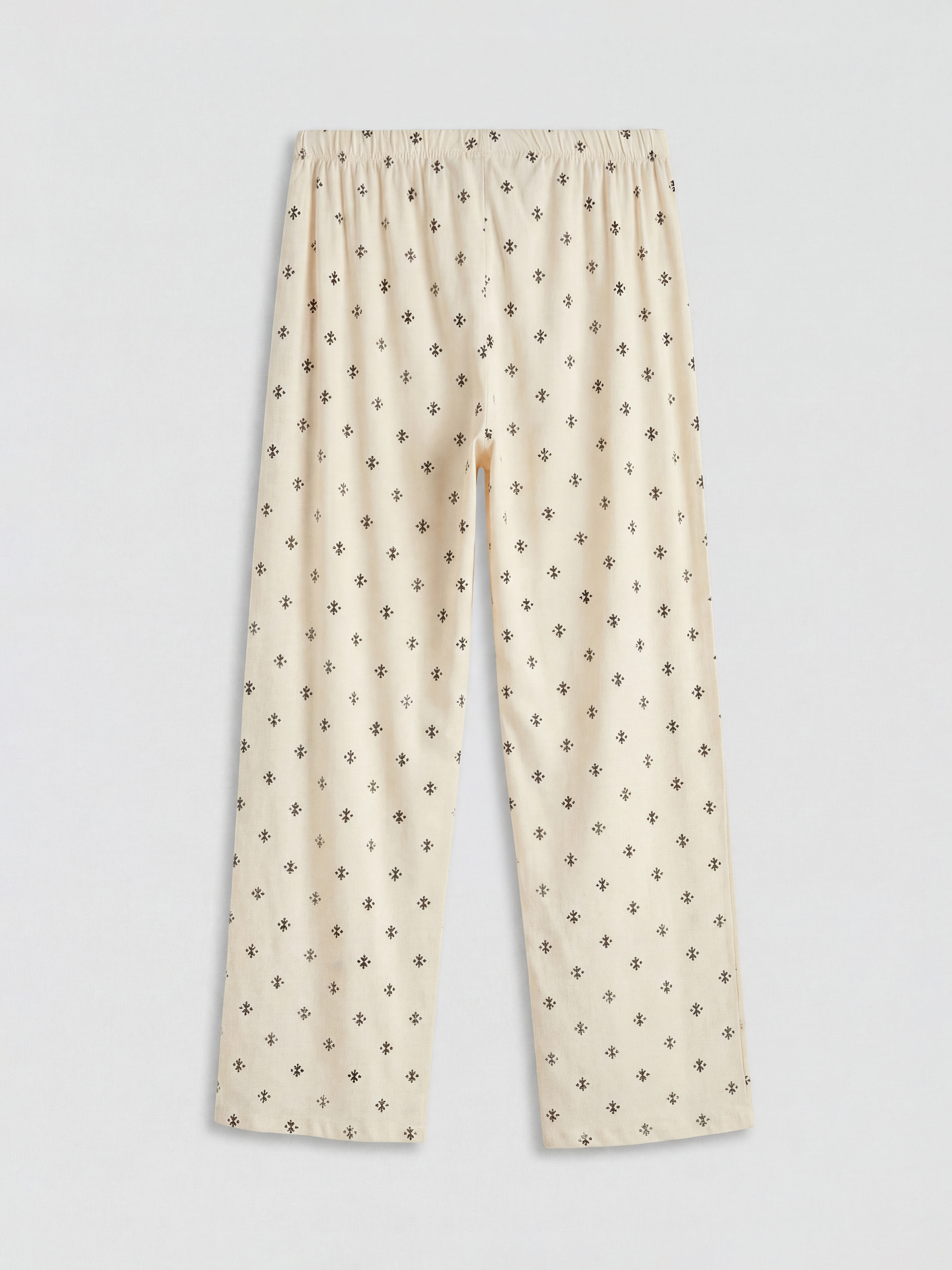 Ekru Şal Yaka Desenli Hamile Pijama Takım-5