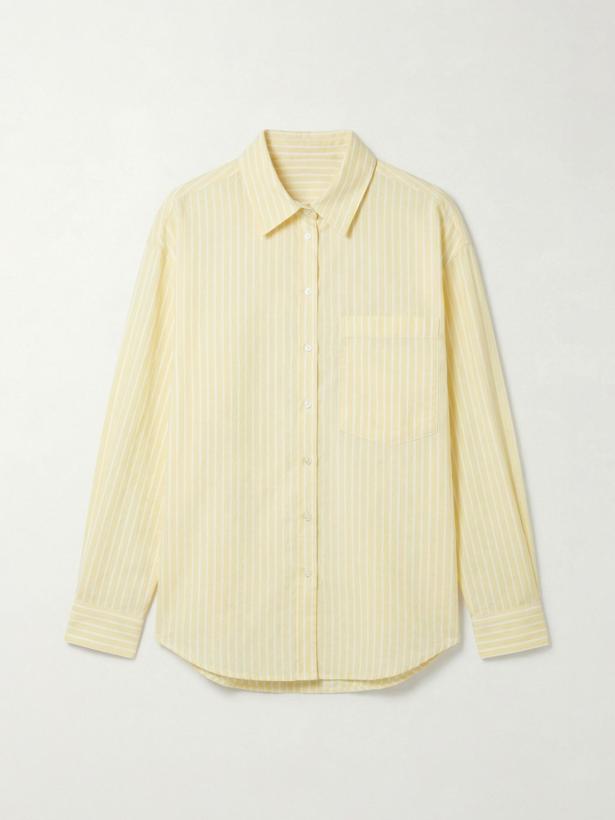 Çizgili Keten Karışımlı Oversize Kadın Gömlek-4