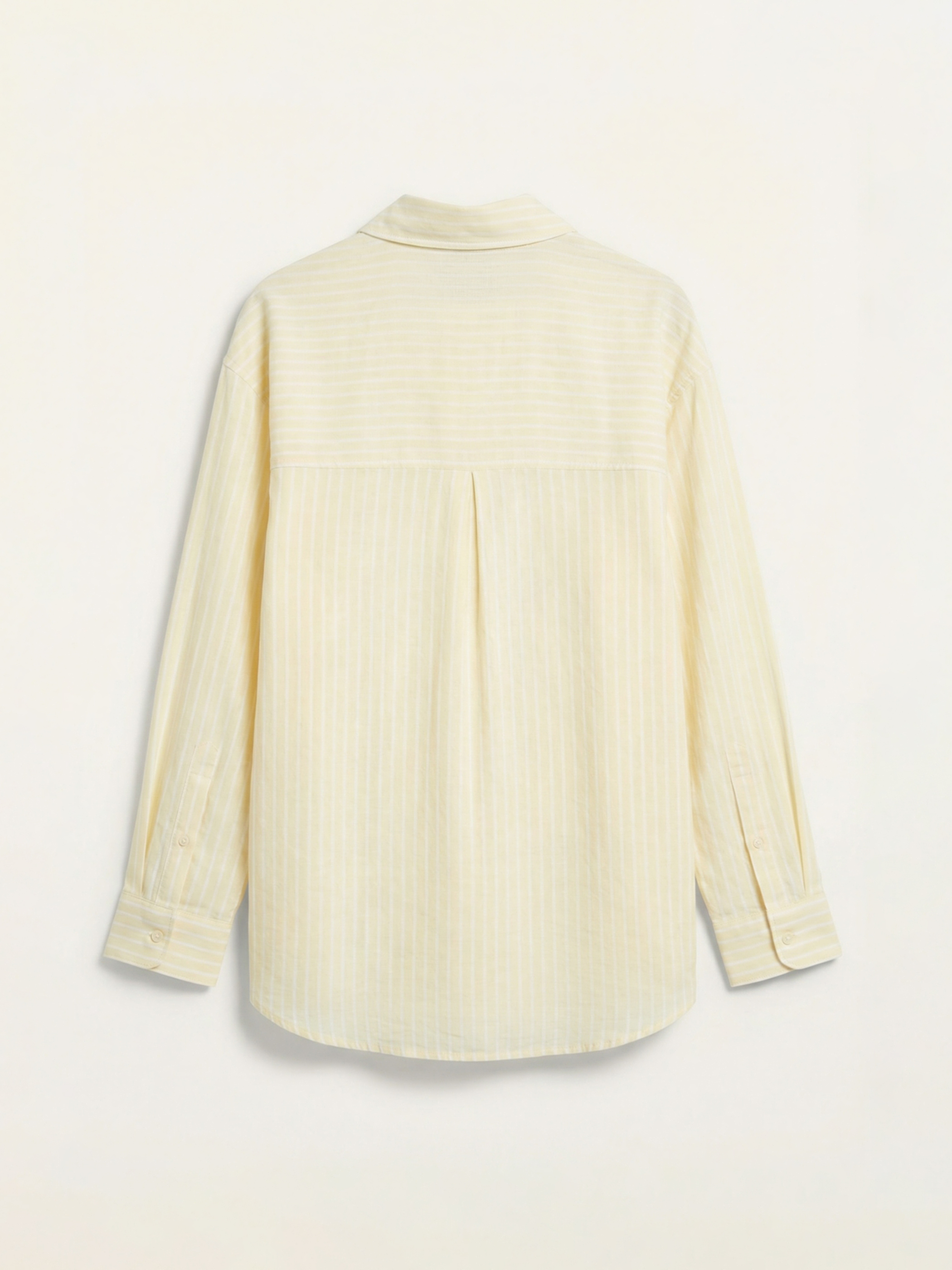 Çizgili Keten Karışımlı Oversize Kadın Gömlek-5