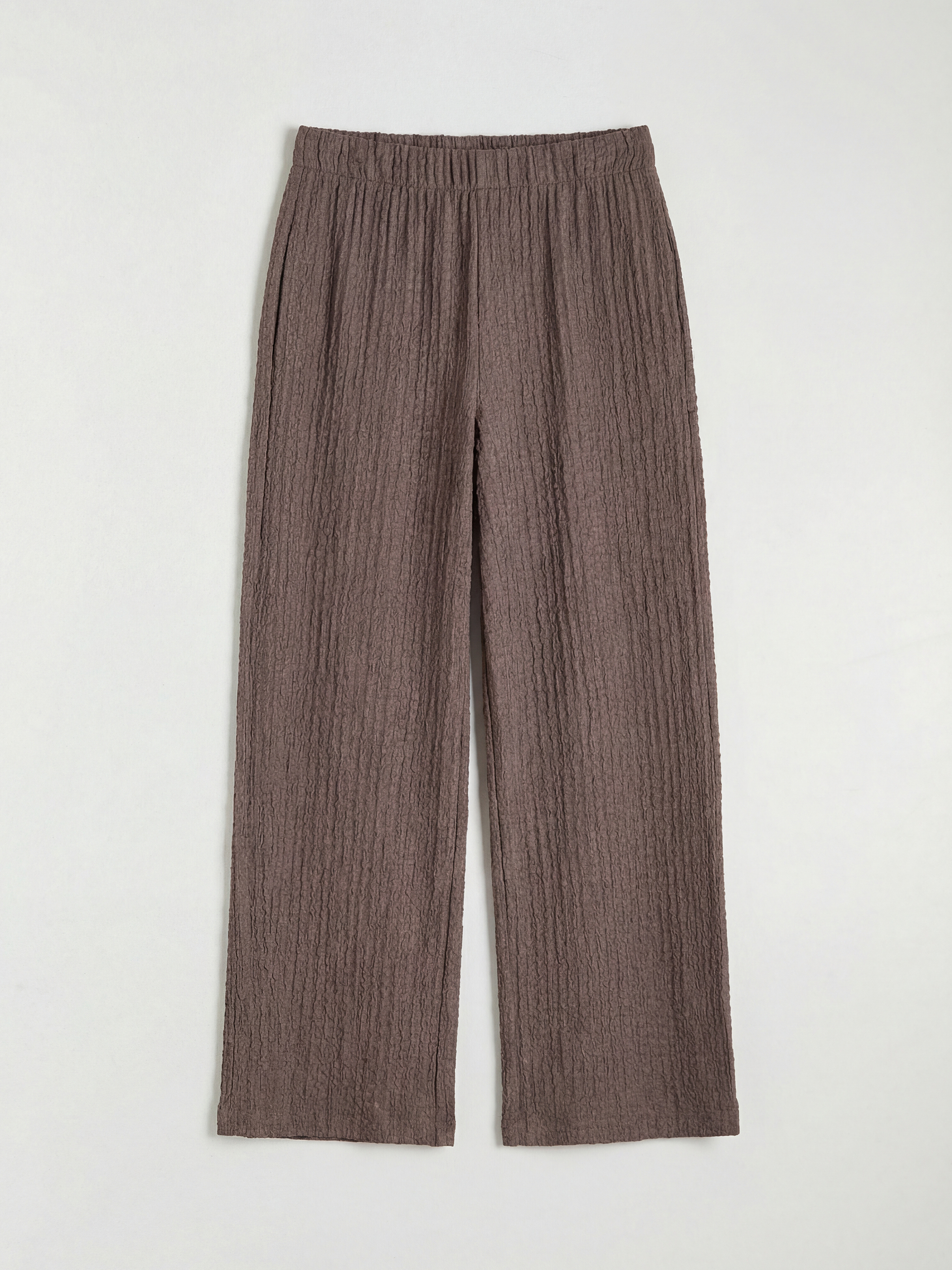 Elastic Waist Textured Women's Trousers-1