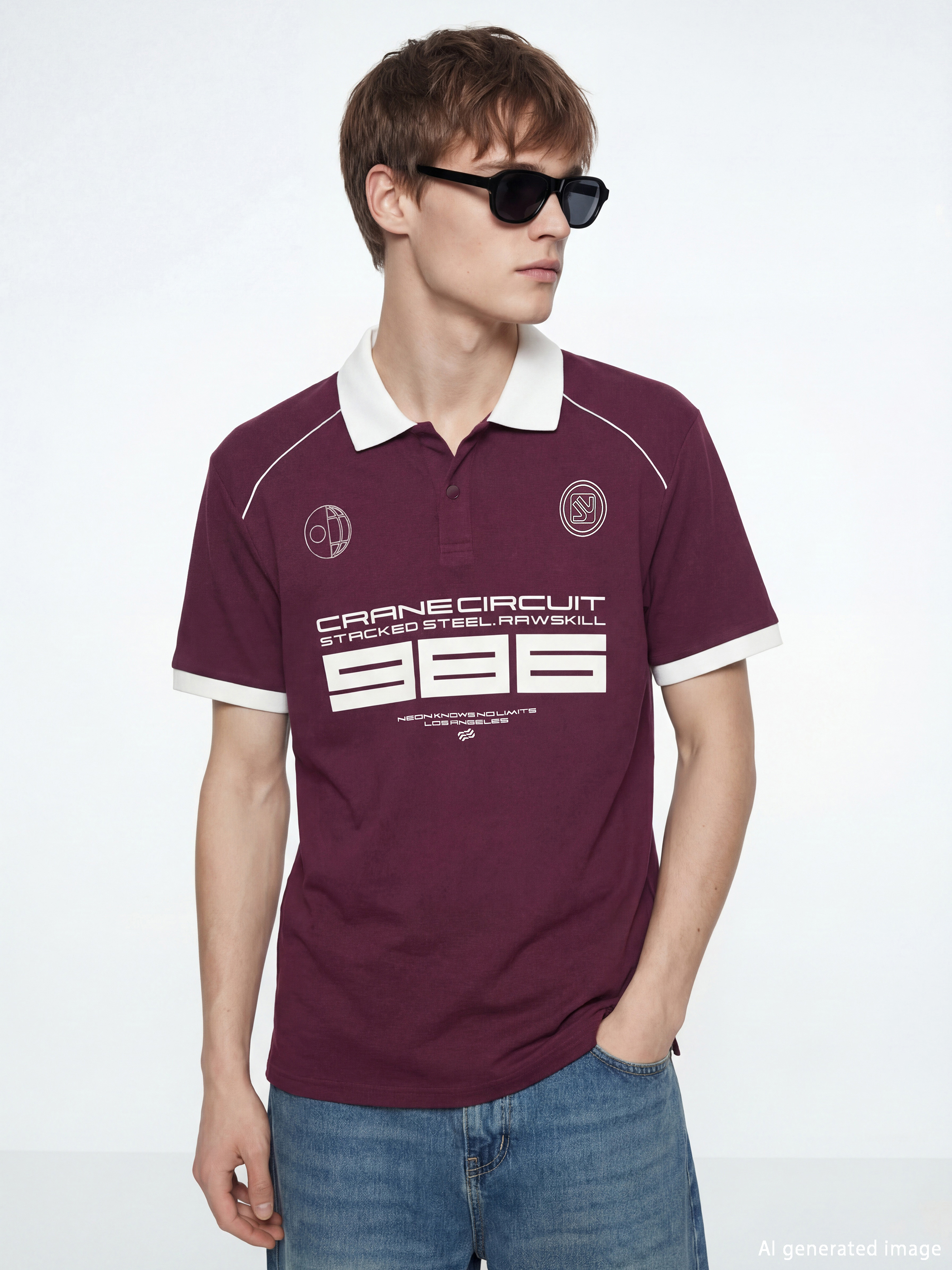 XSIDE Polo Yaka Baskılı Erkek Tişört - S6FO23Z8-HJW