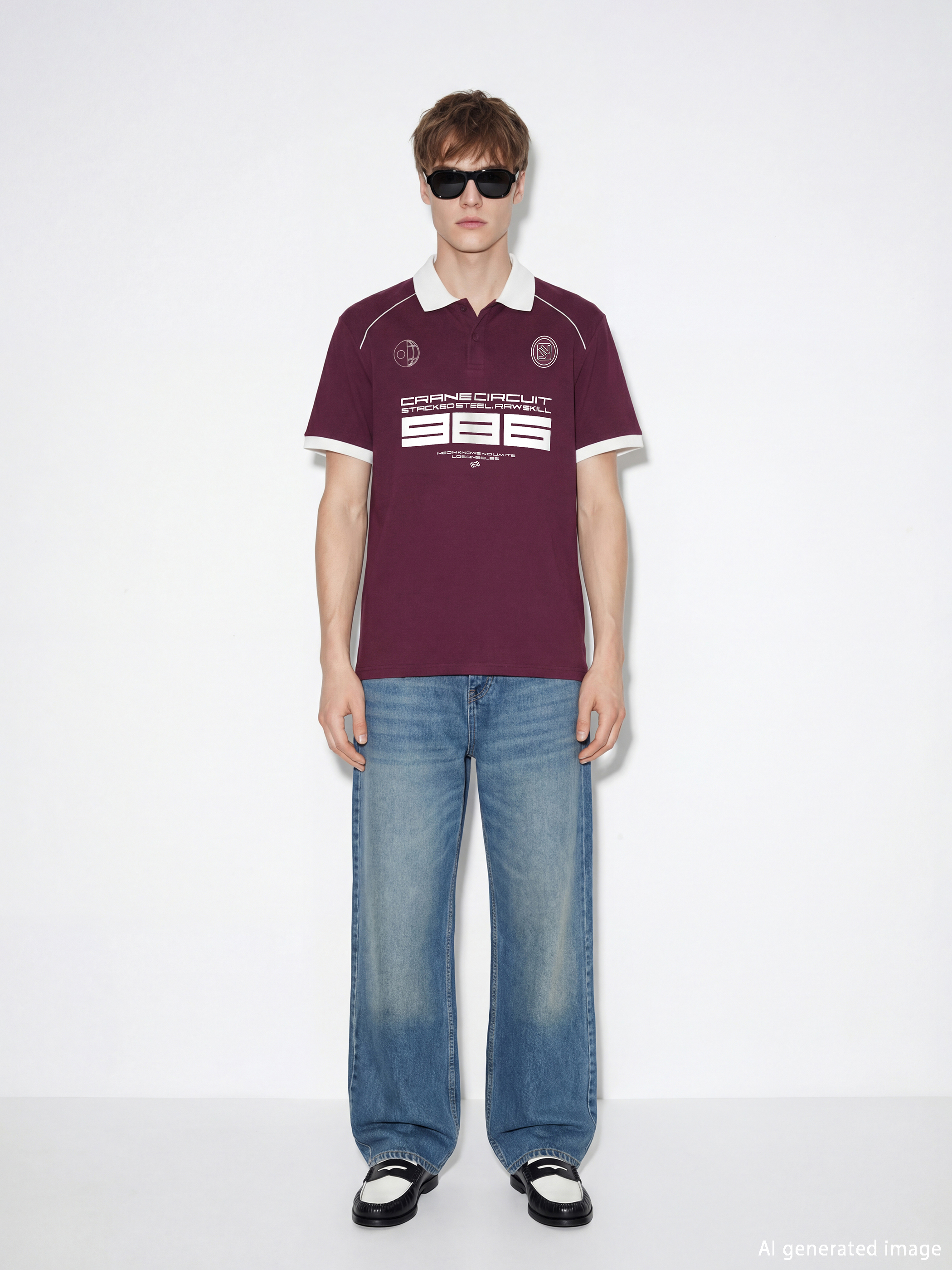 T-shirt imprimé à col polo pour homme-1