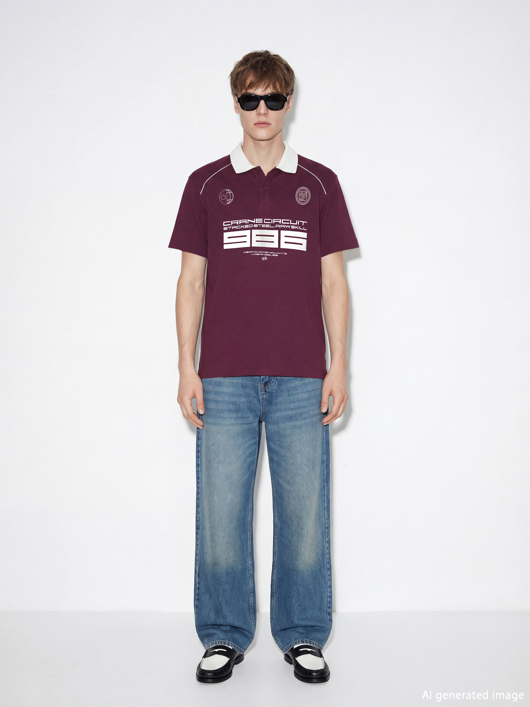 T-shirt I Stampuar Me Jakë Polo Për Burra-1