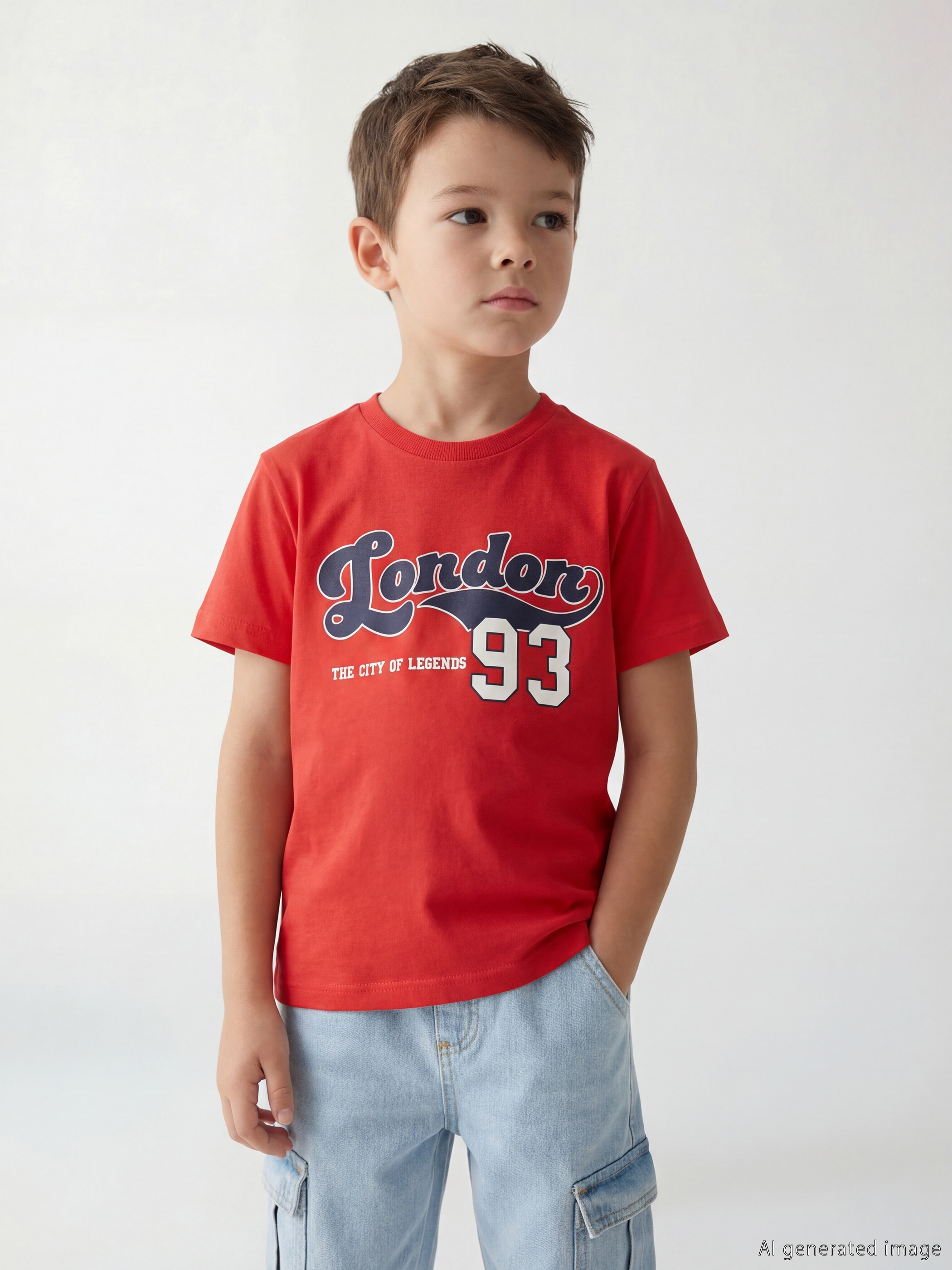 LCW Kids Bisiklet Yaka London Baskılı Erkek Çocuk Tişört - S6FQ52Z1-HBH