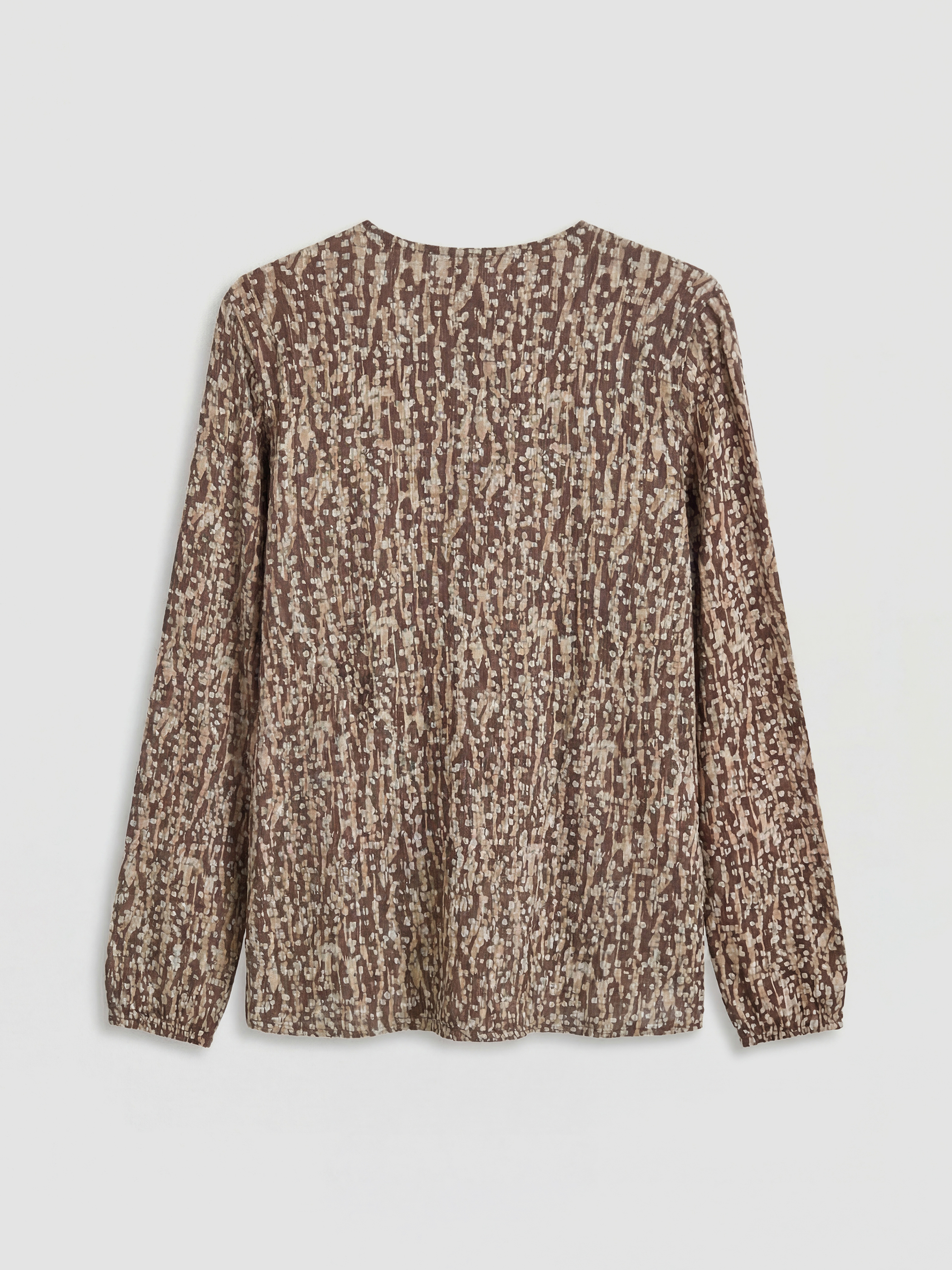 Kahverengi Bisiklet Yaka Desenli Bluz-5