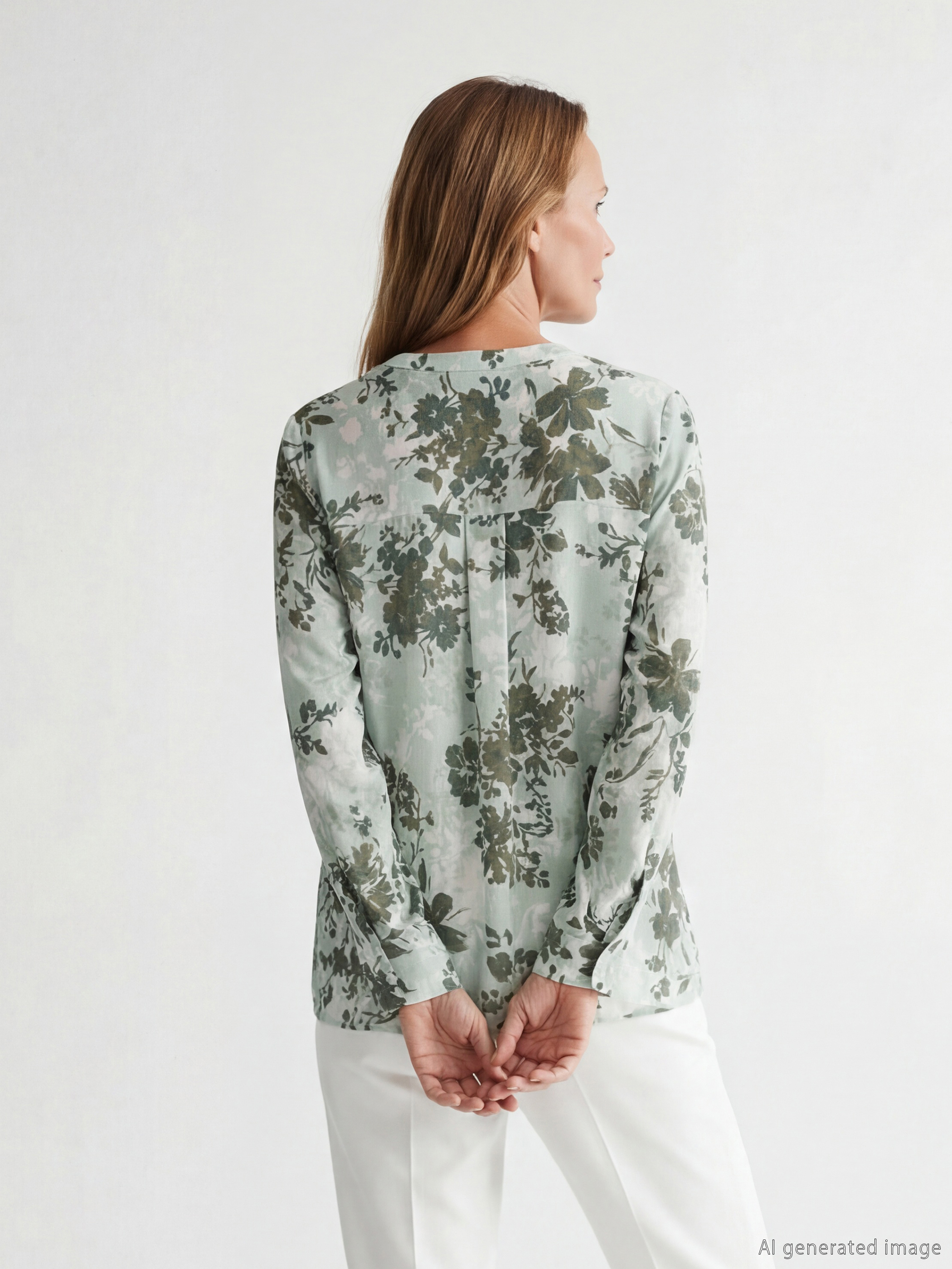 Floral blouse with an asymmetrical neckline.-3