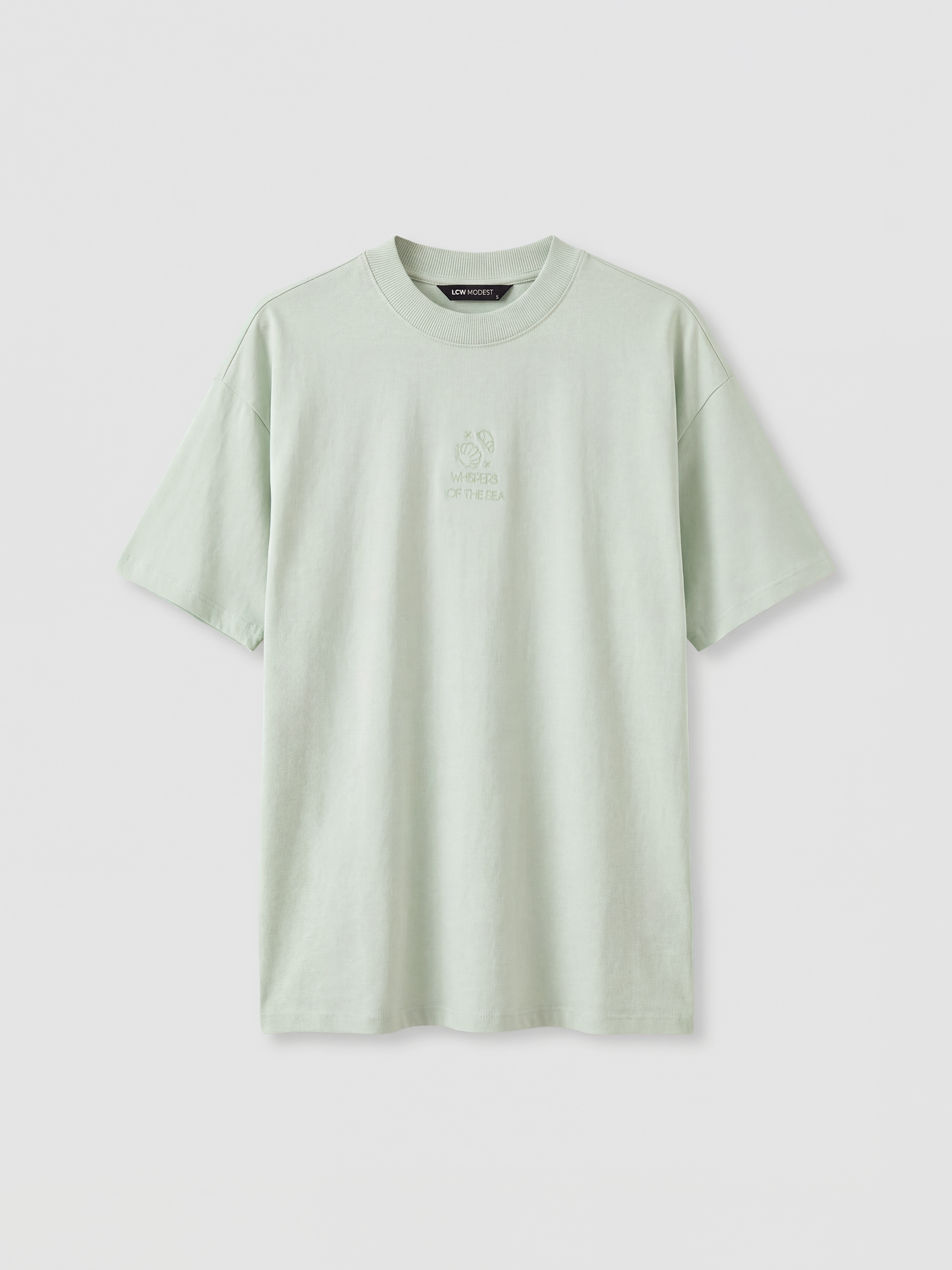 LCW Modest Bisiklet Yaka Baskılı Kadın Tişört - S6FU33Z8-FYU