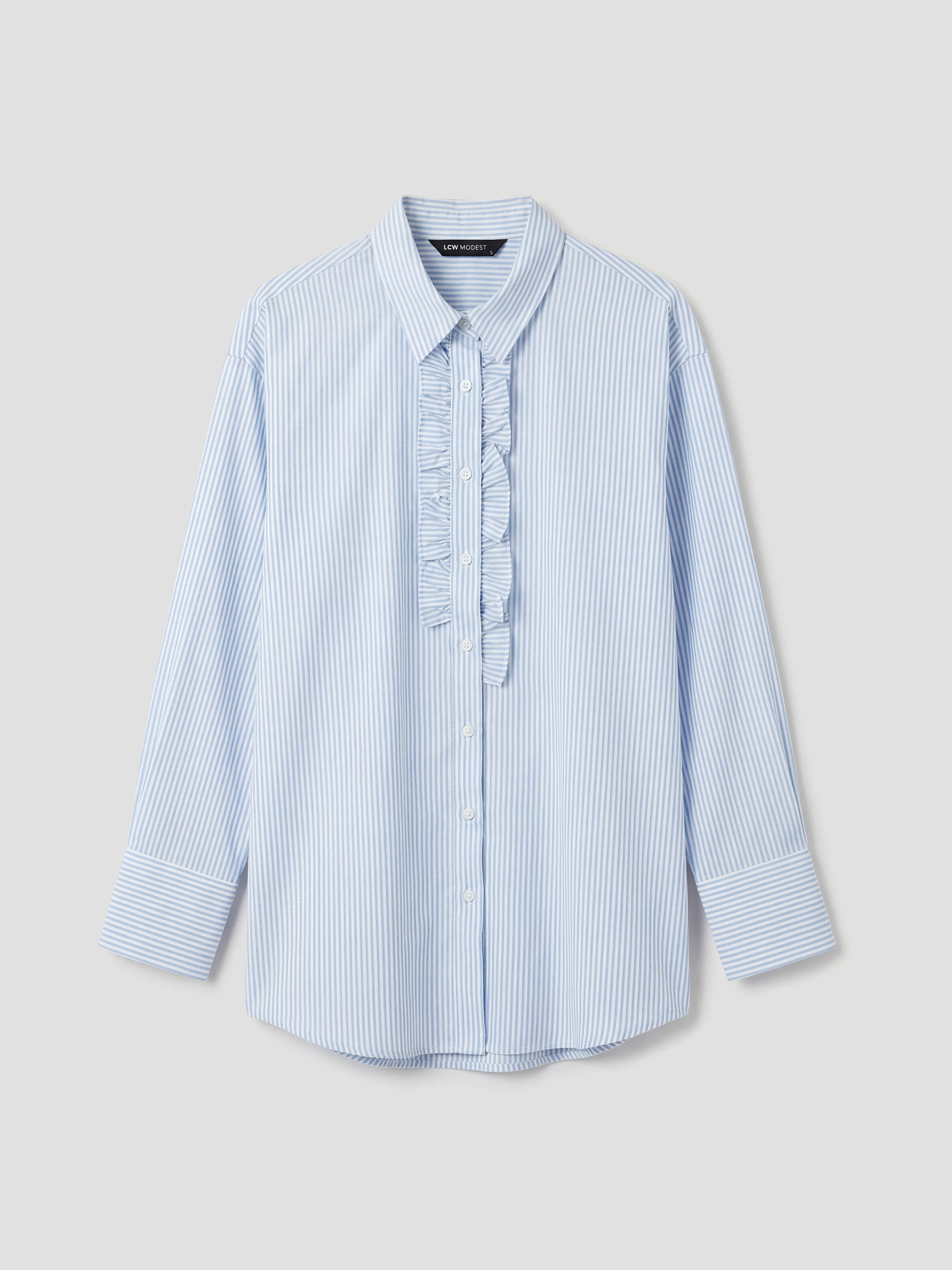 Полосатая оверсайз женская рубашка-туника-4