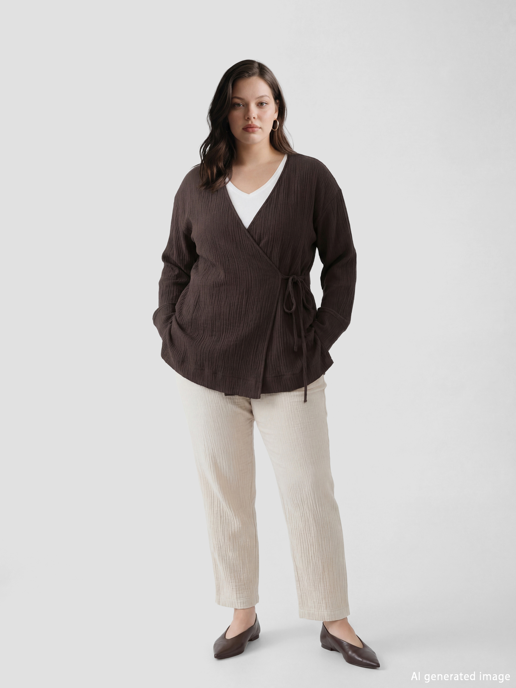 بنطلون قماش مسلين للسيدات بقصة جزرة ووسط مطاطي-1