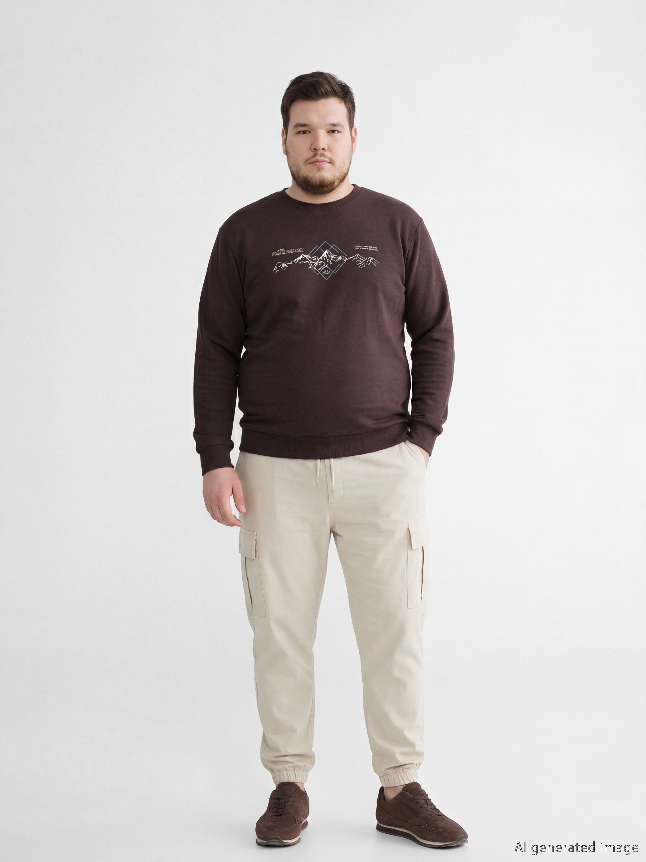 Ekru Slim Fit Erkek Kargo Pantolon-1