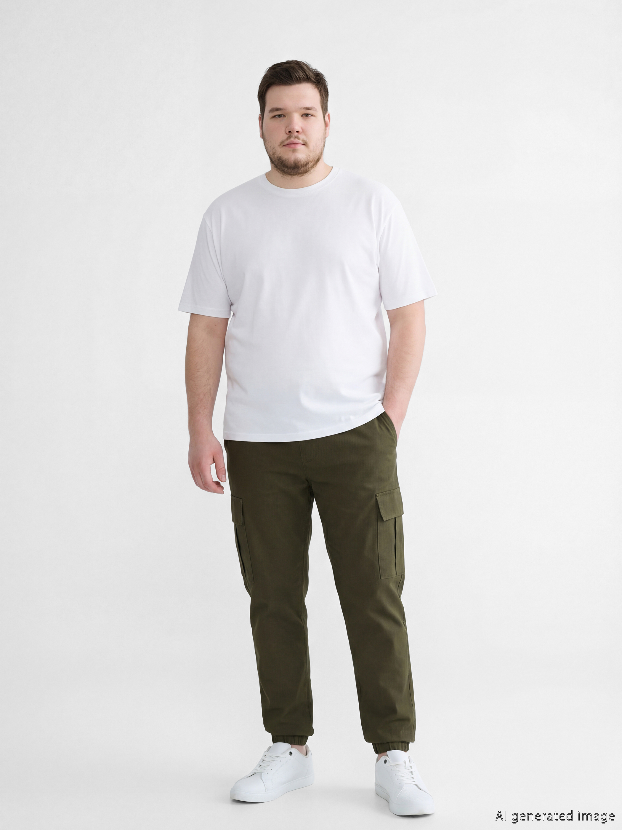 Haki Slim Fit Erkek Kargo Pantolon-1