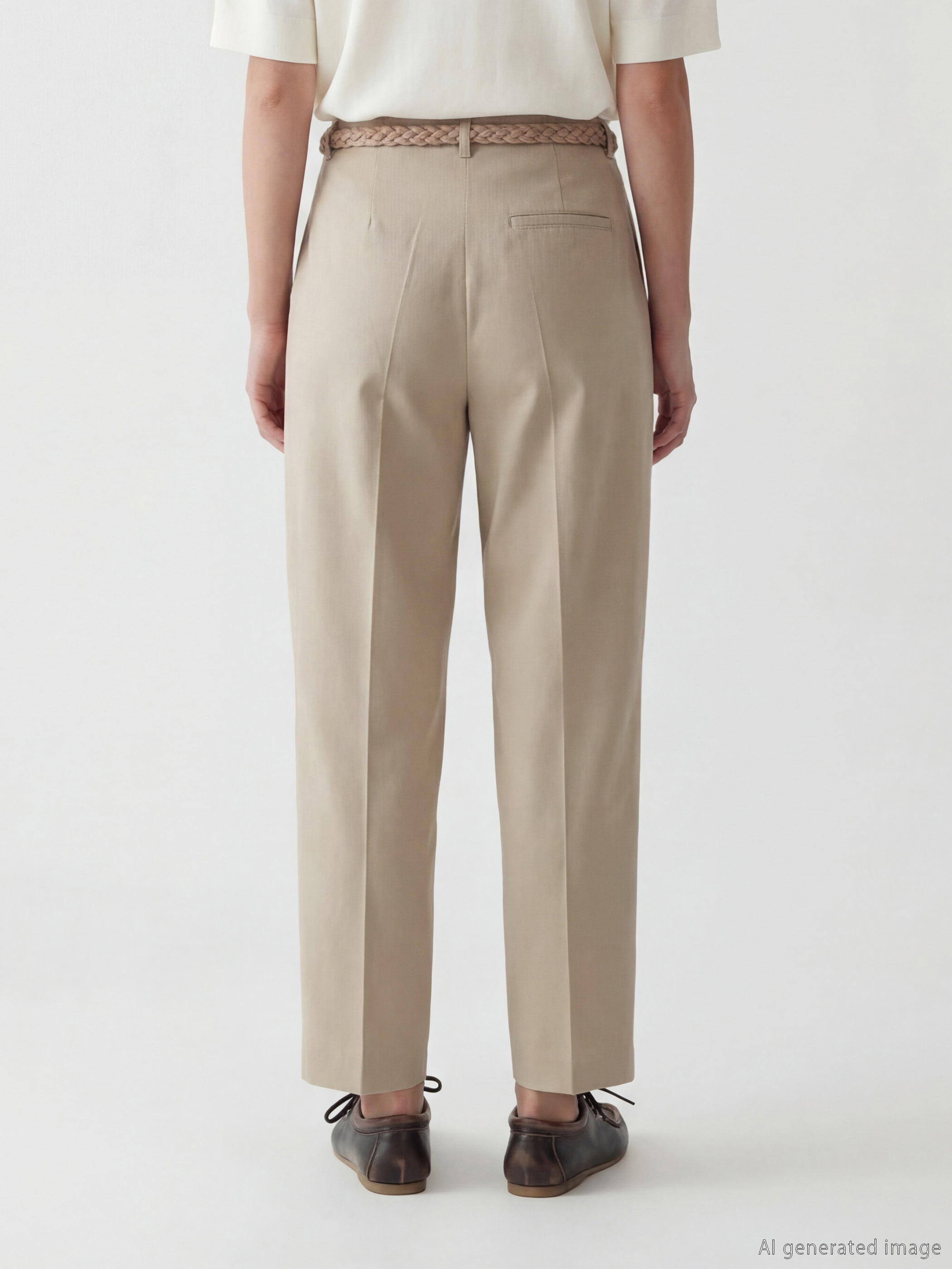 Belted Loose Fit Women's Pleated Trousers-3