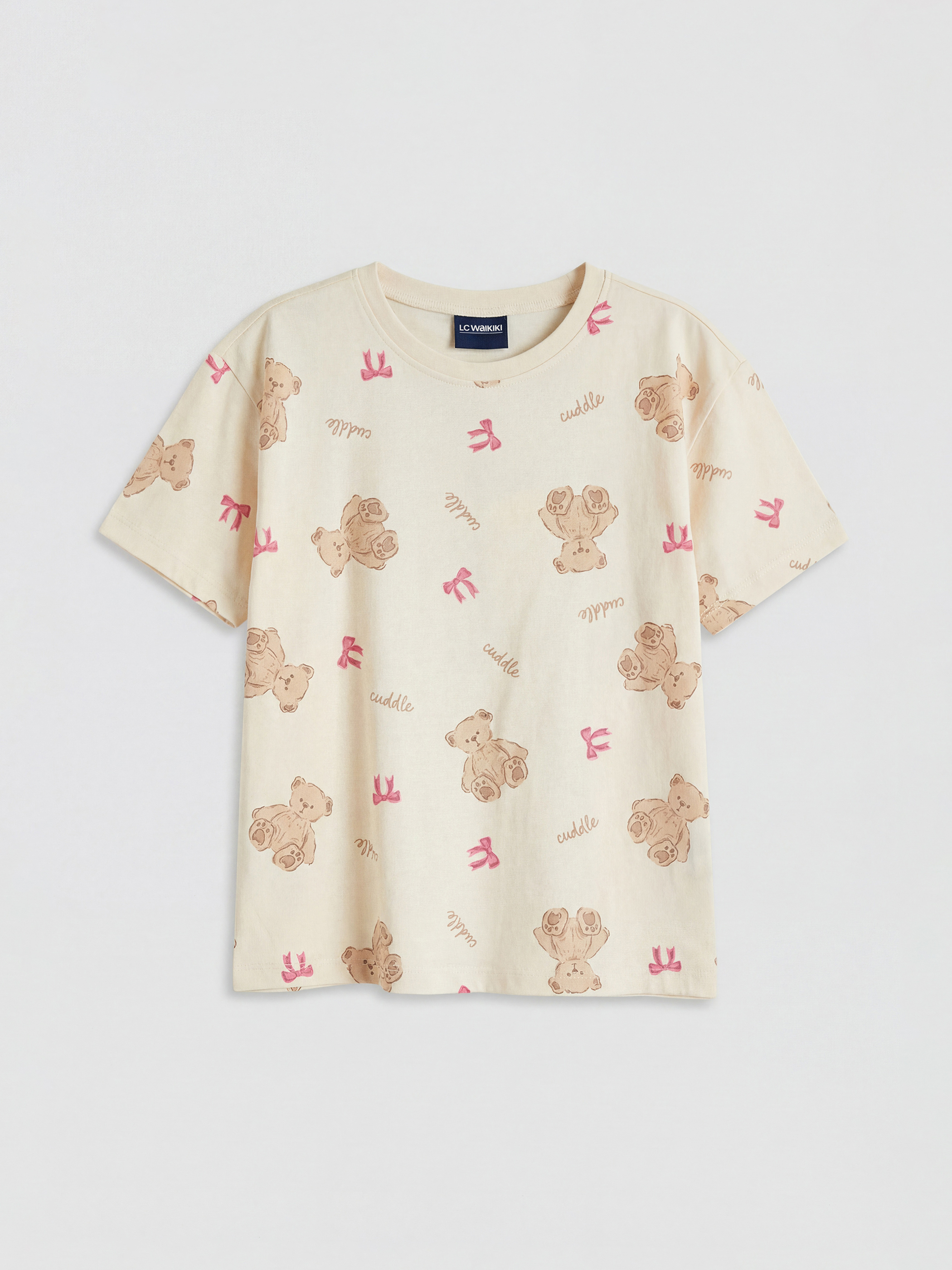 طقم بيجاما قصير مطبوع للبنات-1