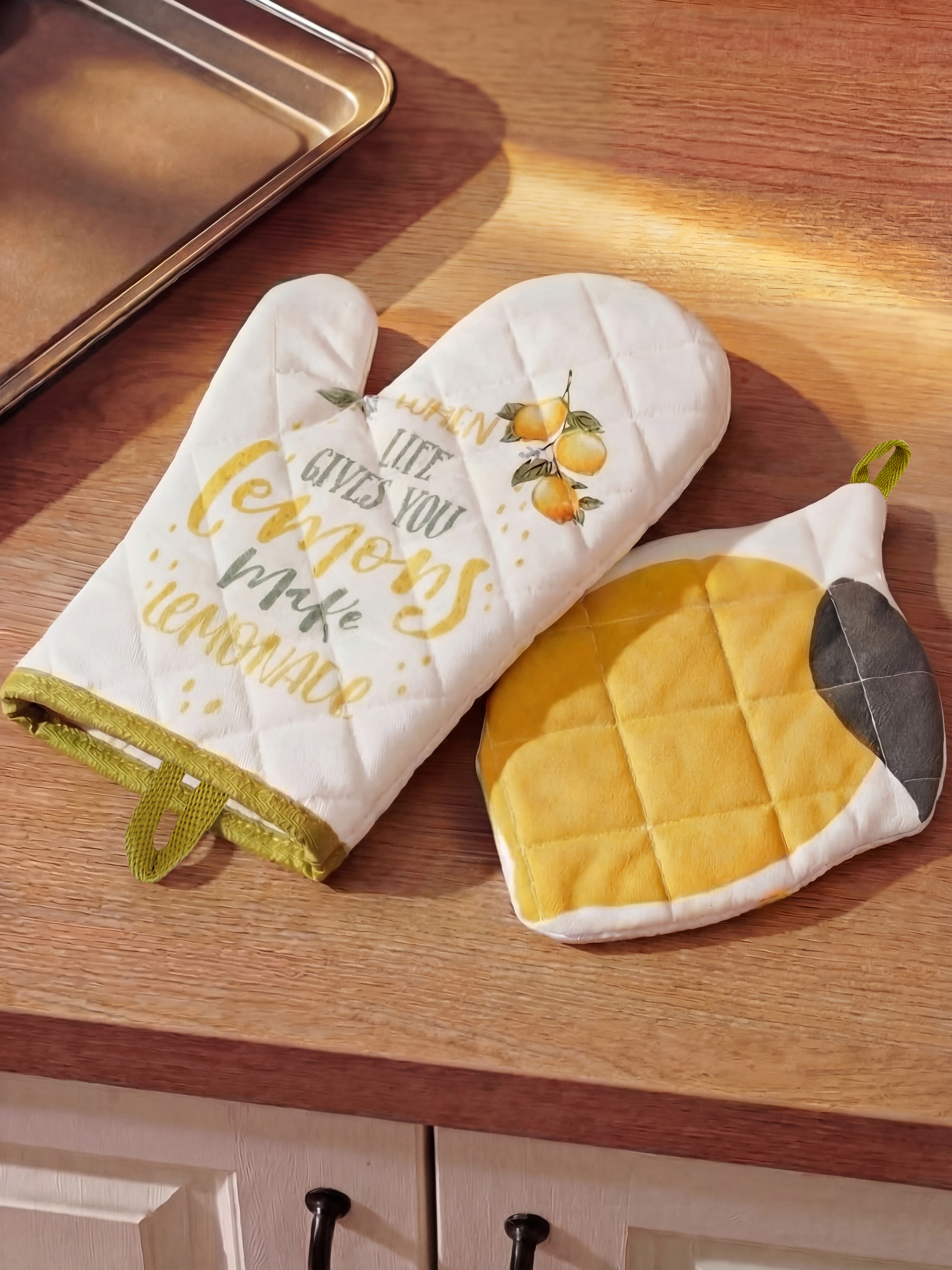 Karışık Limon Baskılı Fırın Eldiven ve Tutaç-1