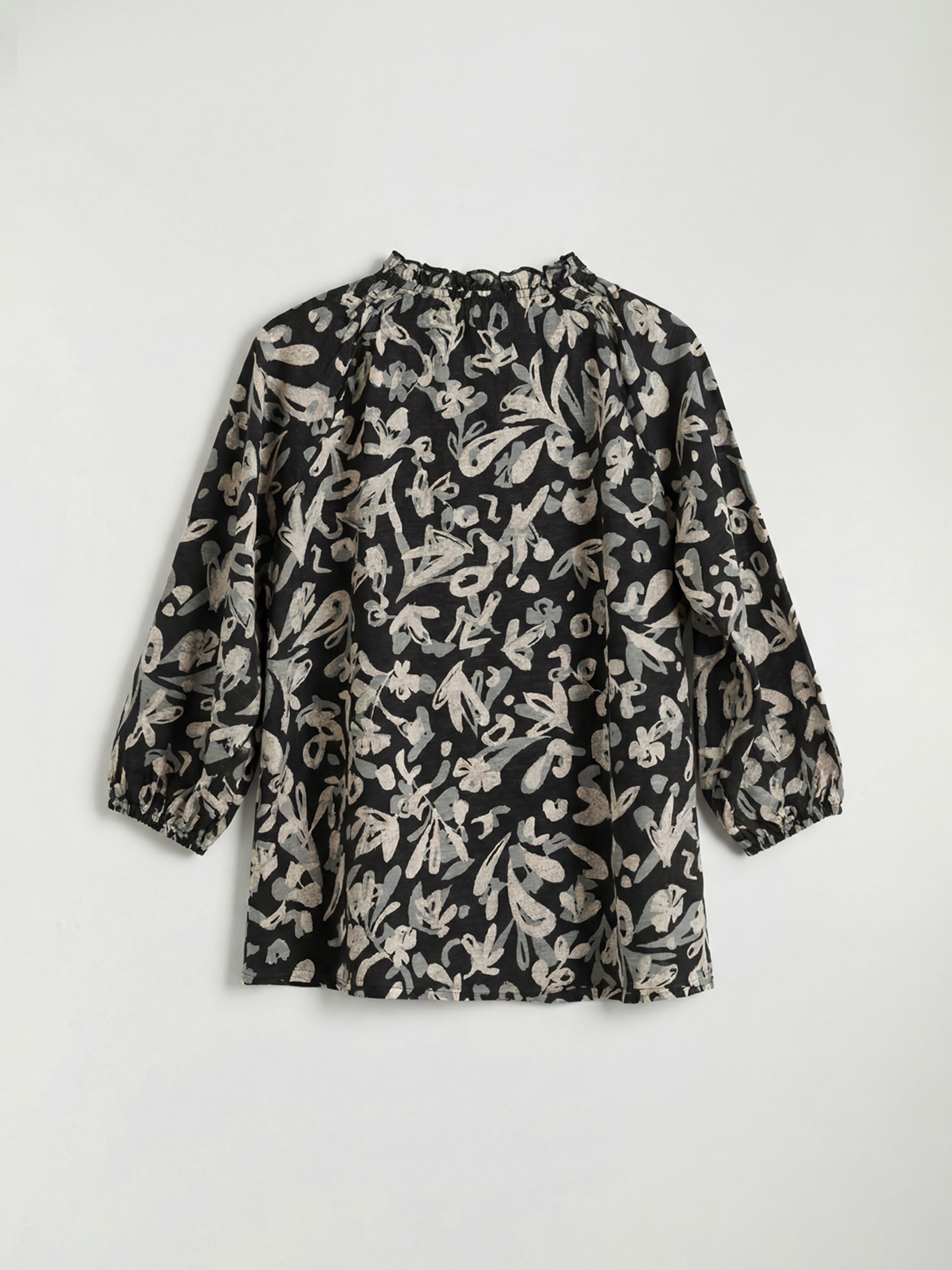 Bluza sa okovratnikom sa izrezom i uzorkom-4