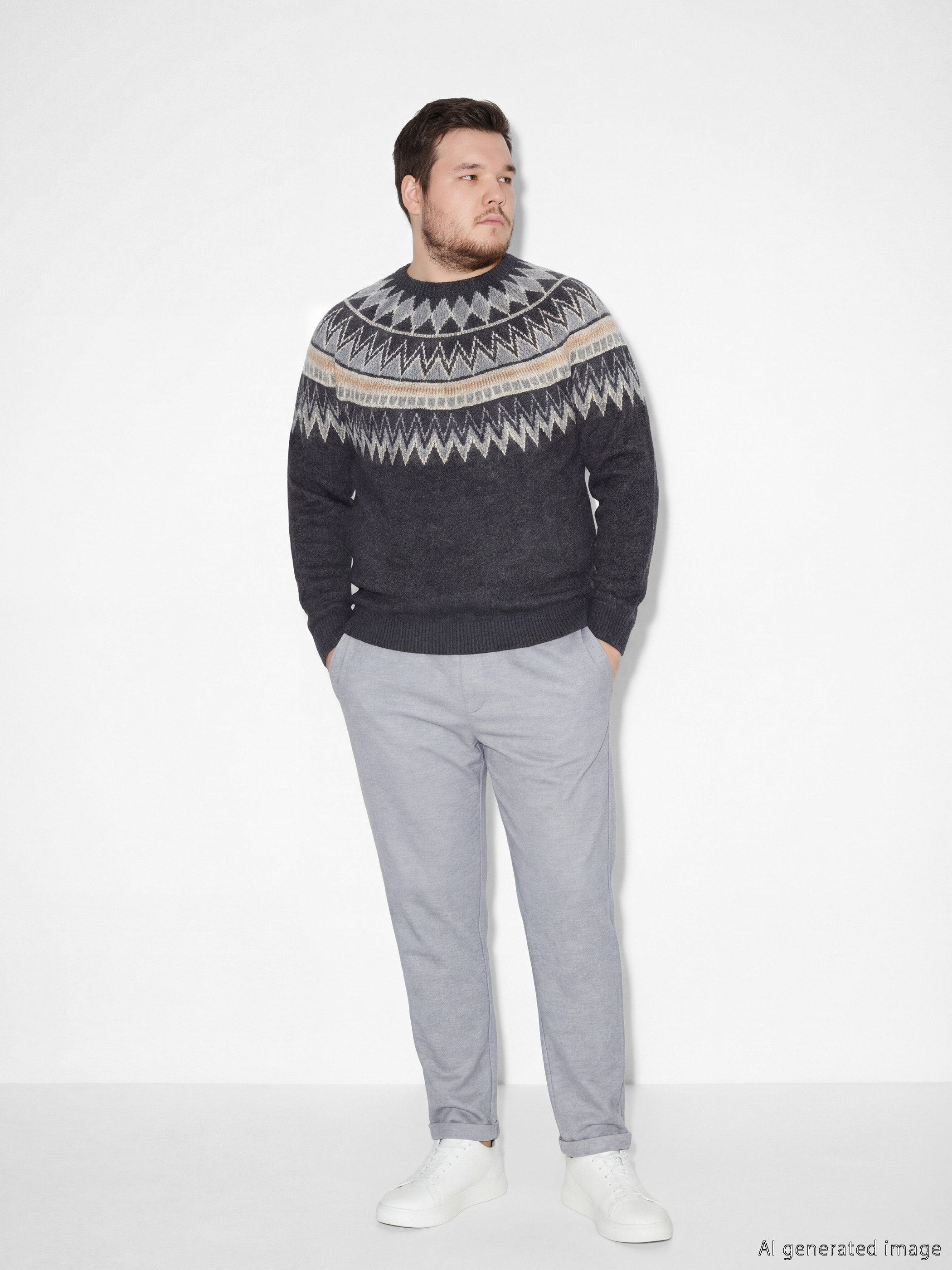 Gri Standart Kalıp Erkek Pantolon-1