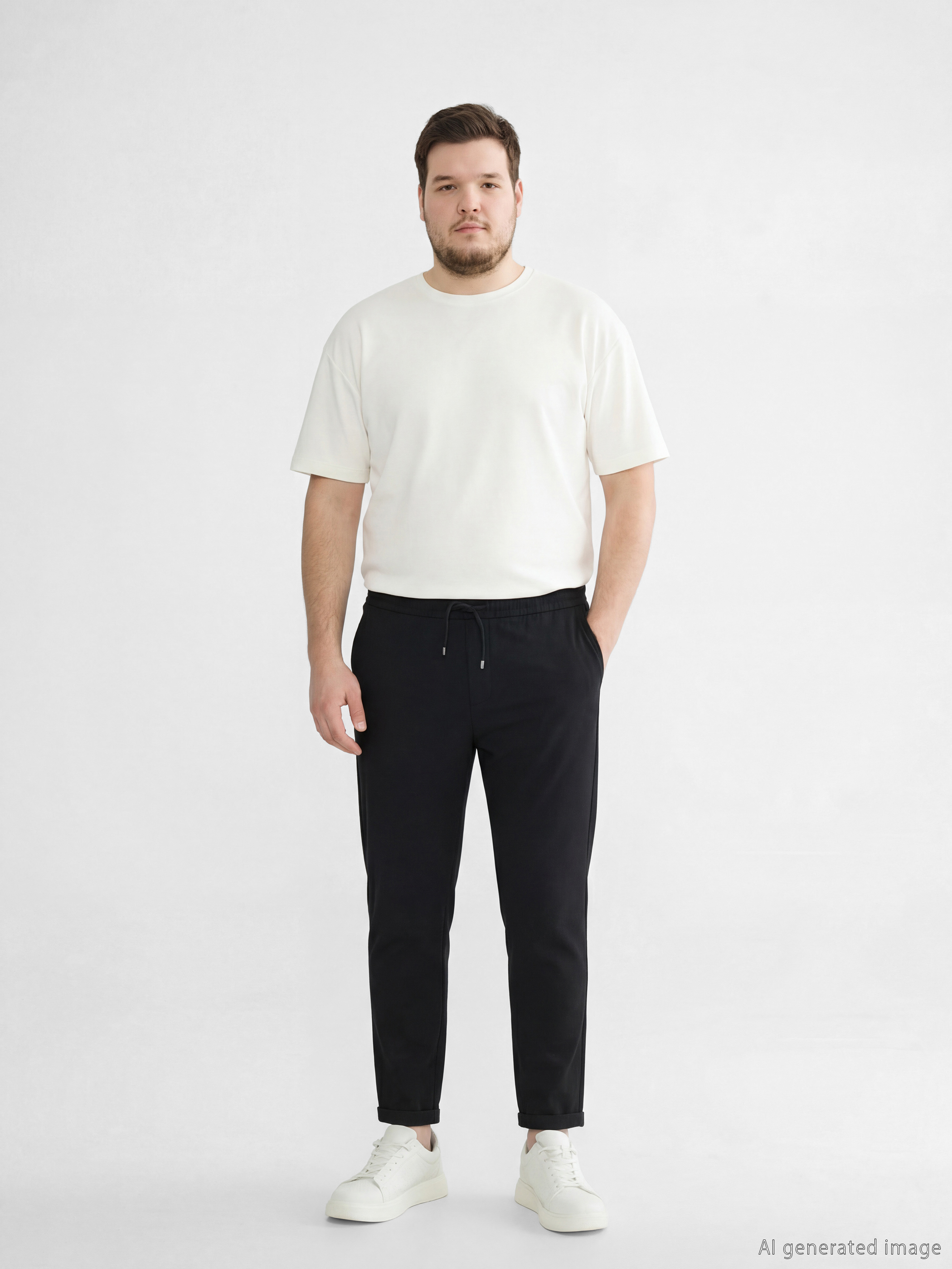 Siyah Standart Kalıp Erkek Pantolon-1