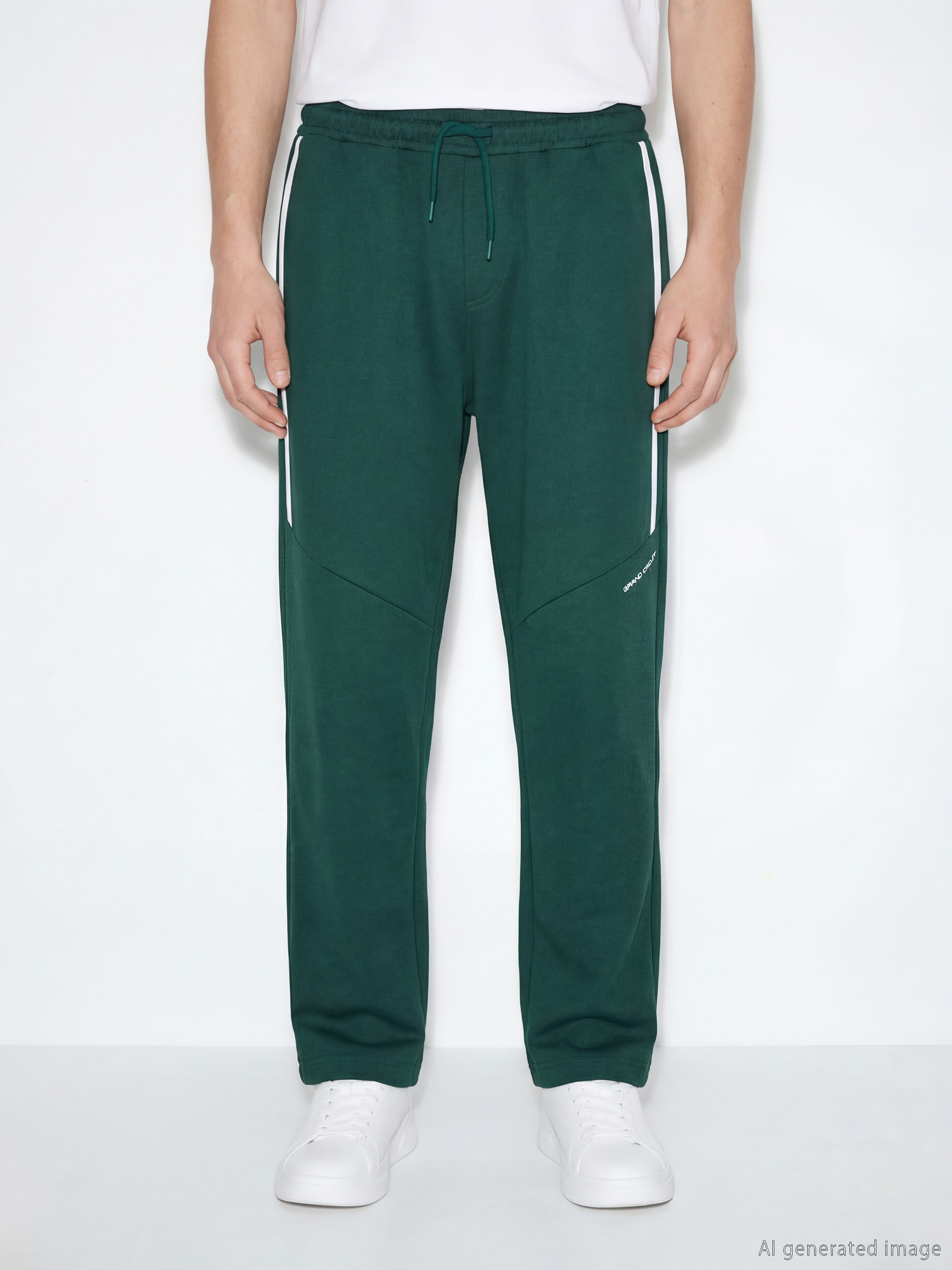 Yeşil Rahat Kalıp Baskılı Erkek Eşofman Alt-1