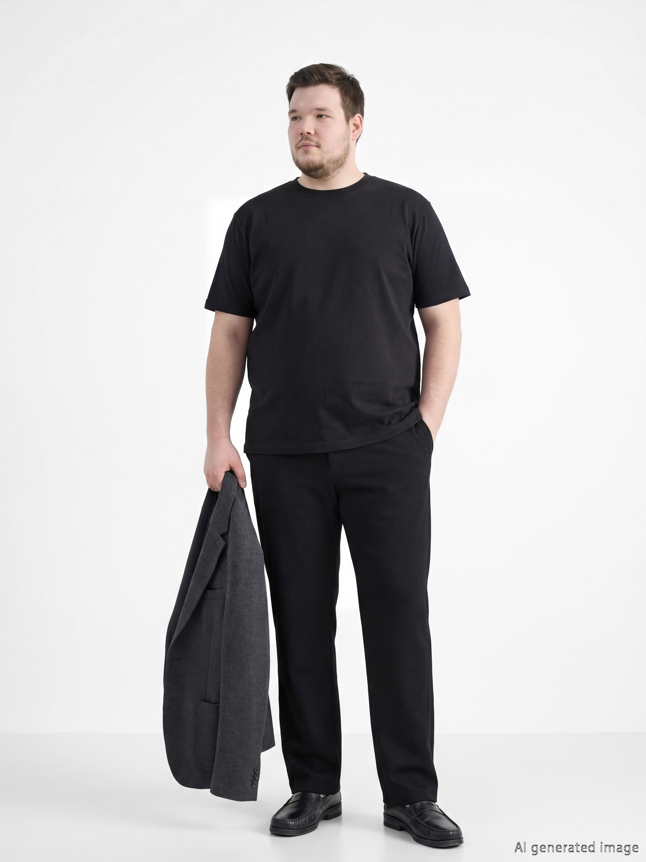 Siyah Standart Kalıp Erkek Pantolon-1