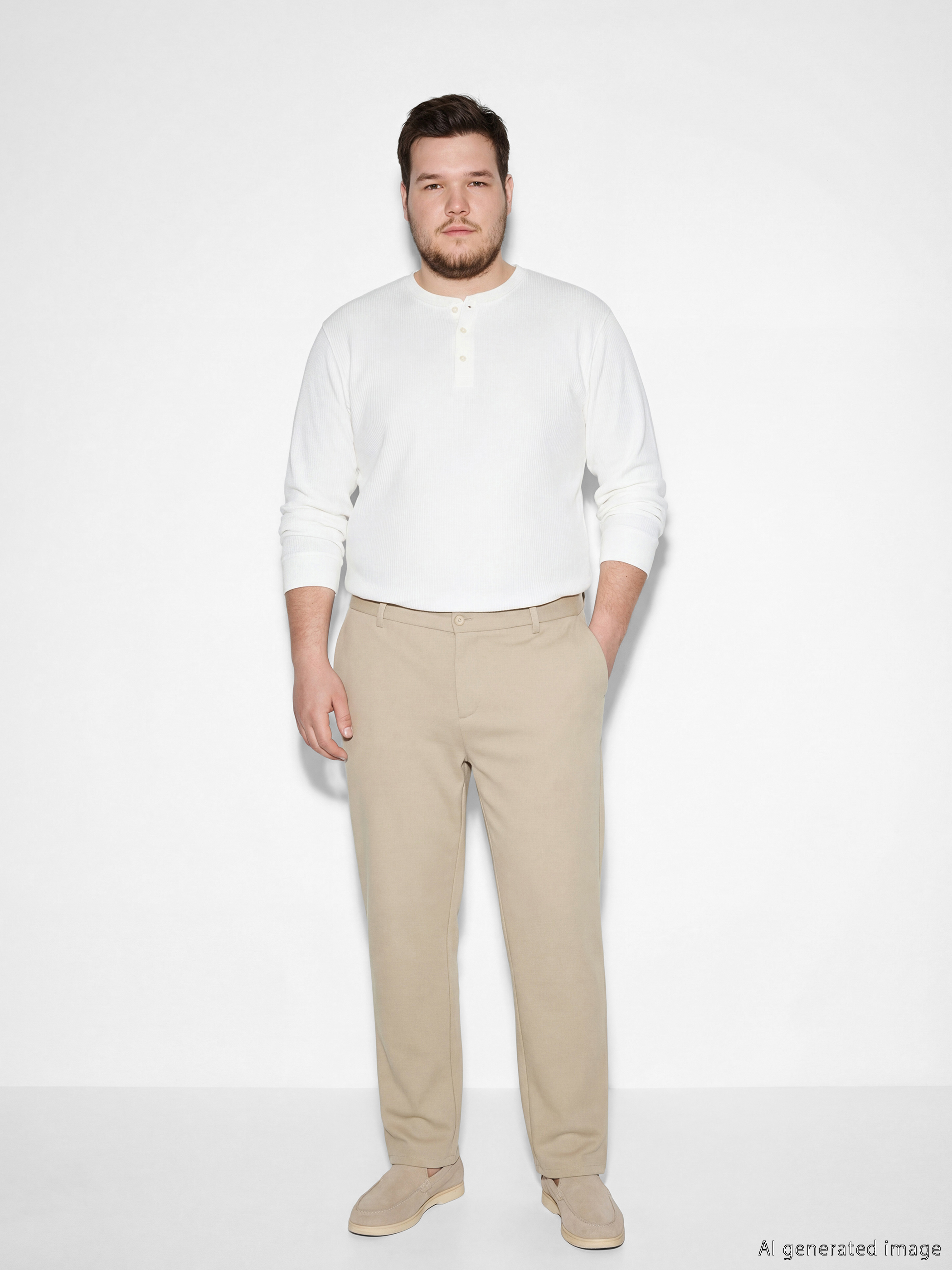 Bej Standart Kalıp Erkek Pantolon-1