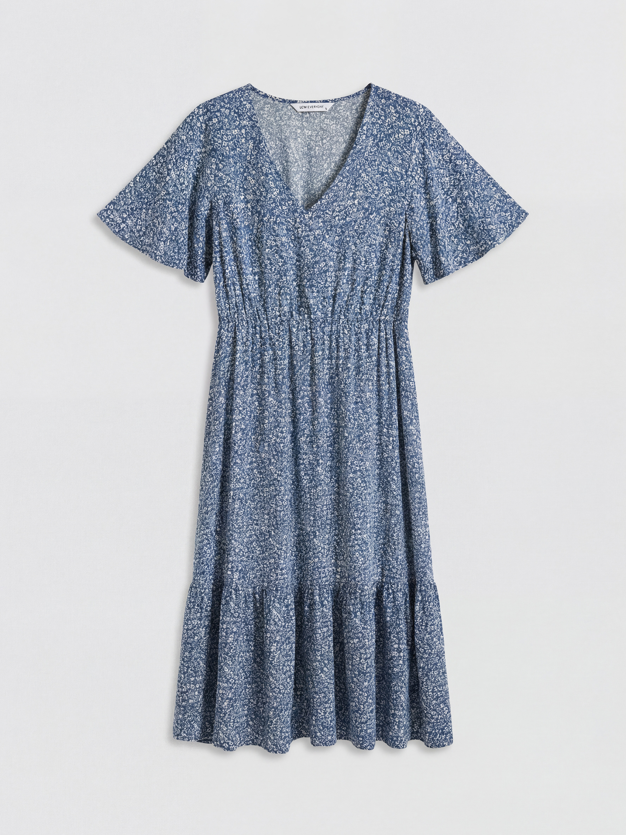 Φόρεμα με λαιμόκοψη V, φλοράλ και εφαρμοστή μέση-4