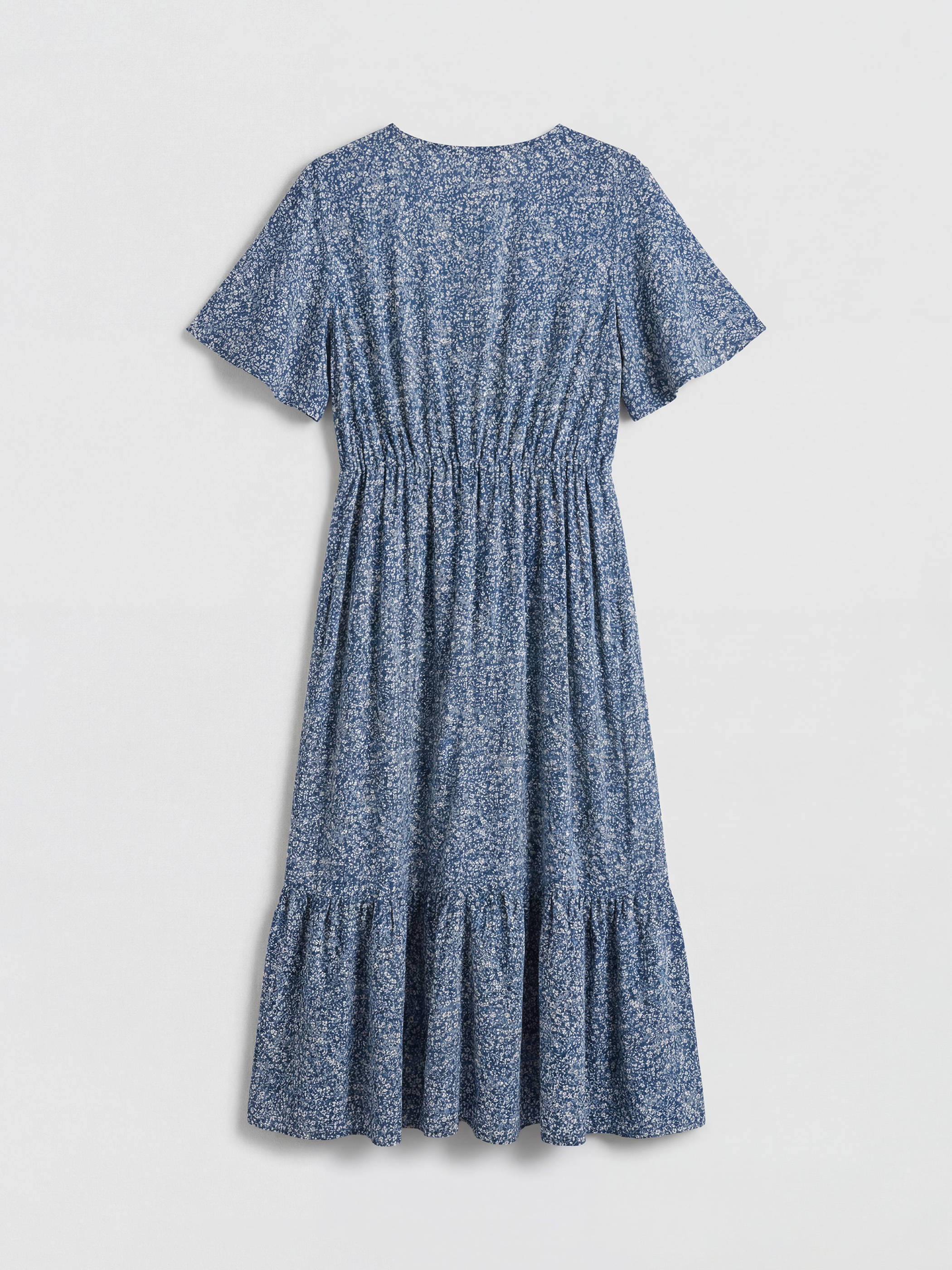 Φόρεμα με λαιμόκοψη V, φλοράλ και εφαρμοστή μέση-5