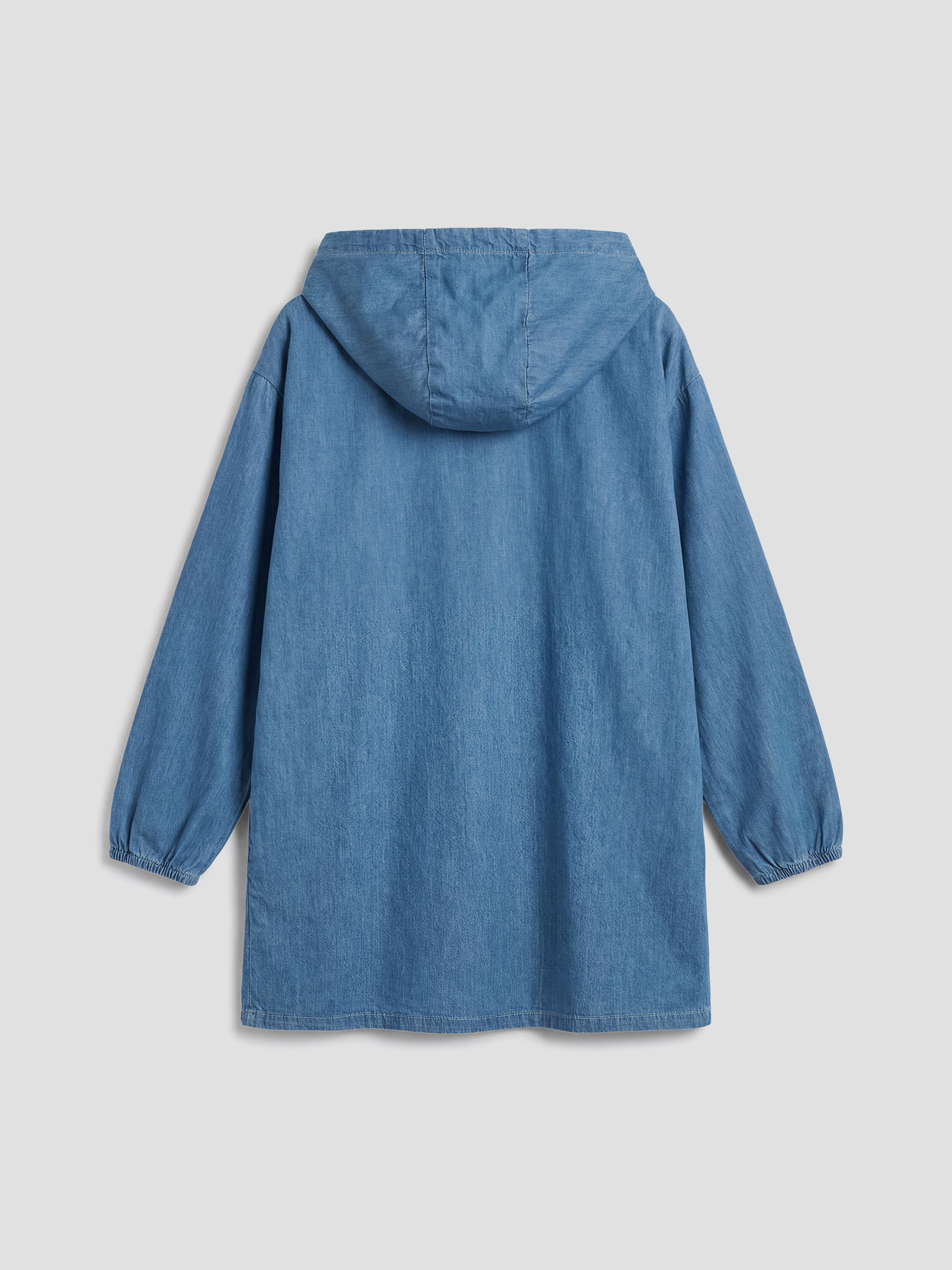 İndigo Kapüşonlu Kadın Jean Tunik	-1
