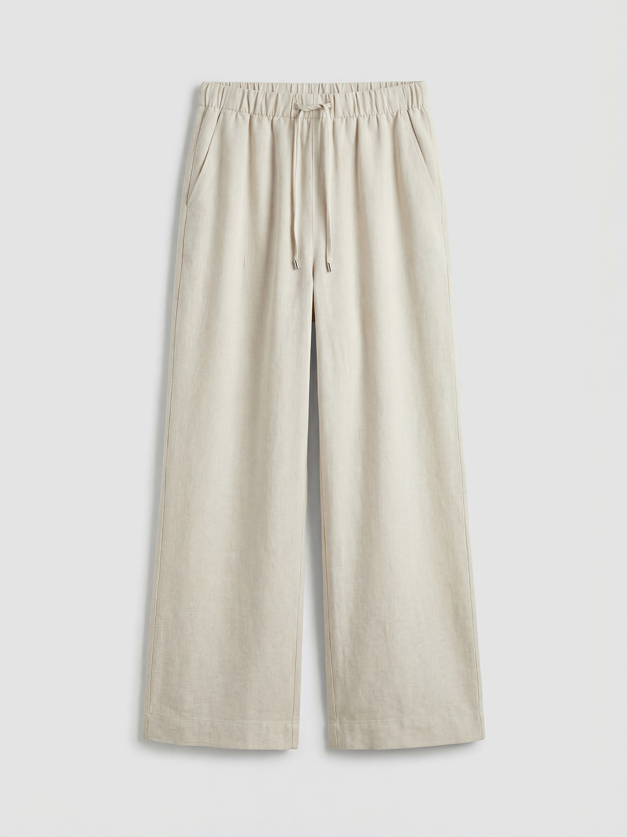 ელასტიური წელის ლინენის ნაზავის ქალის შარვალი-3