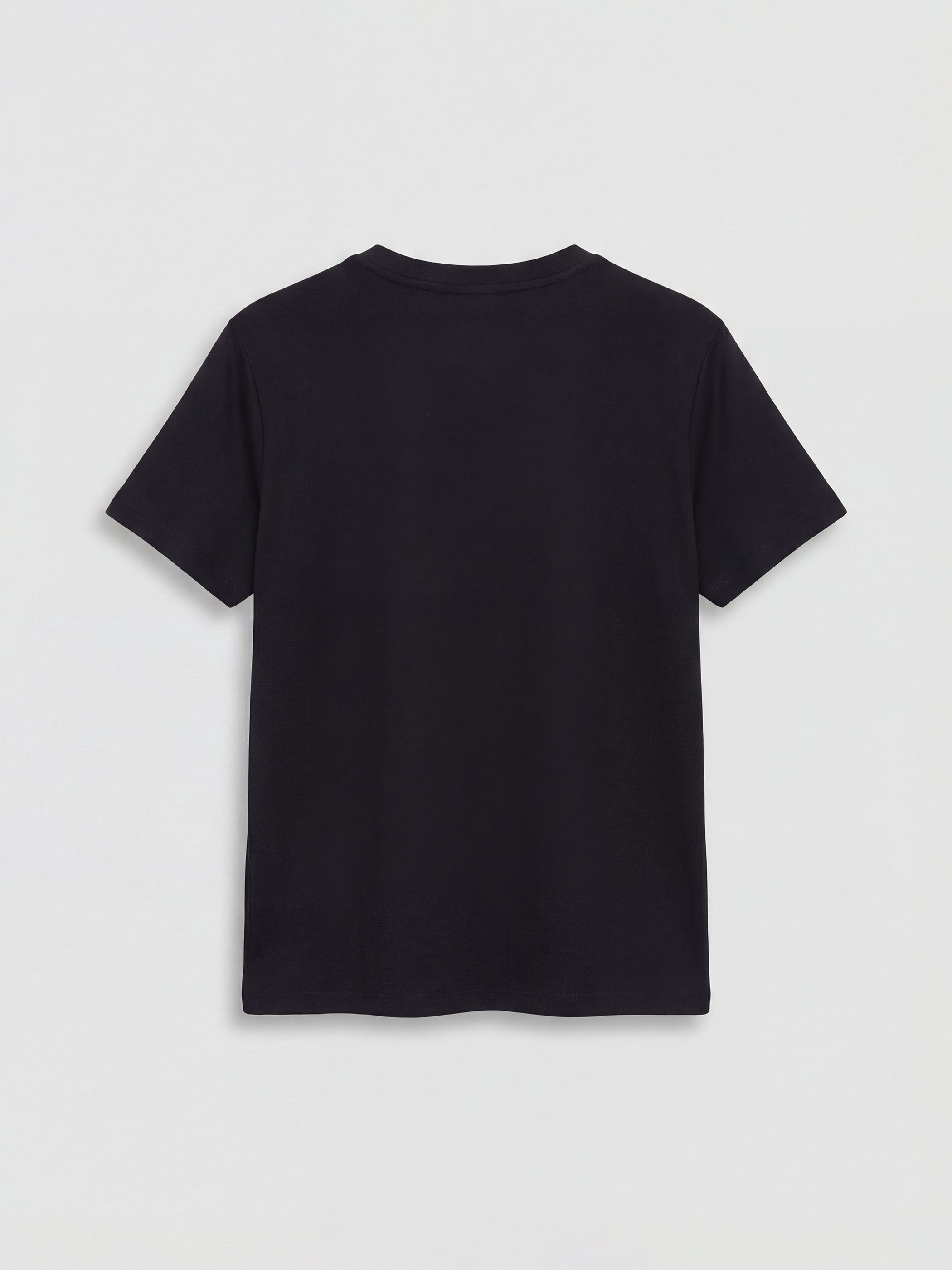 Siyah Bisiklet Yaka Taşlı Kadın Tişört-1