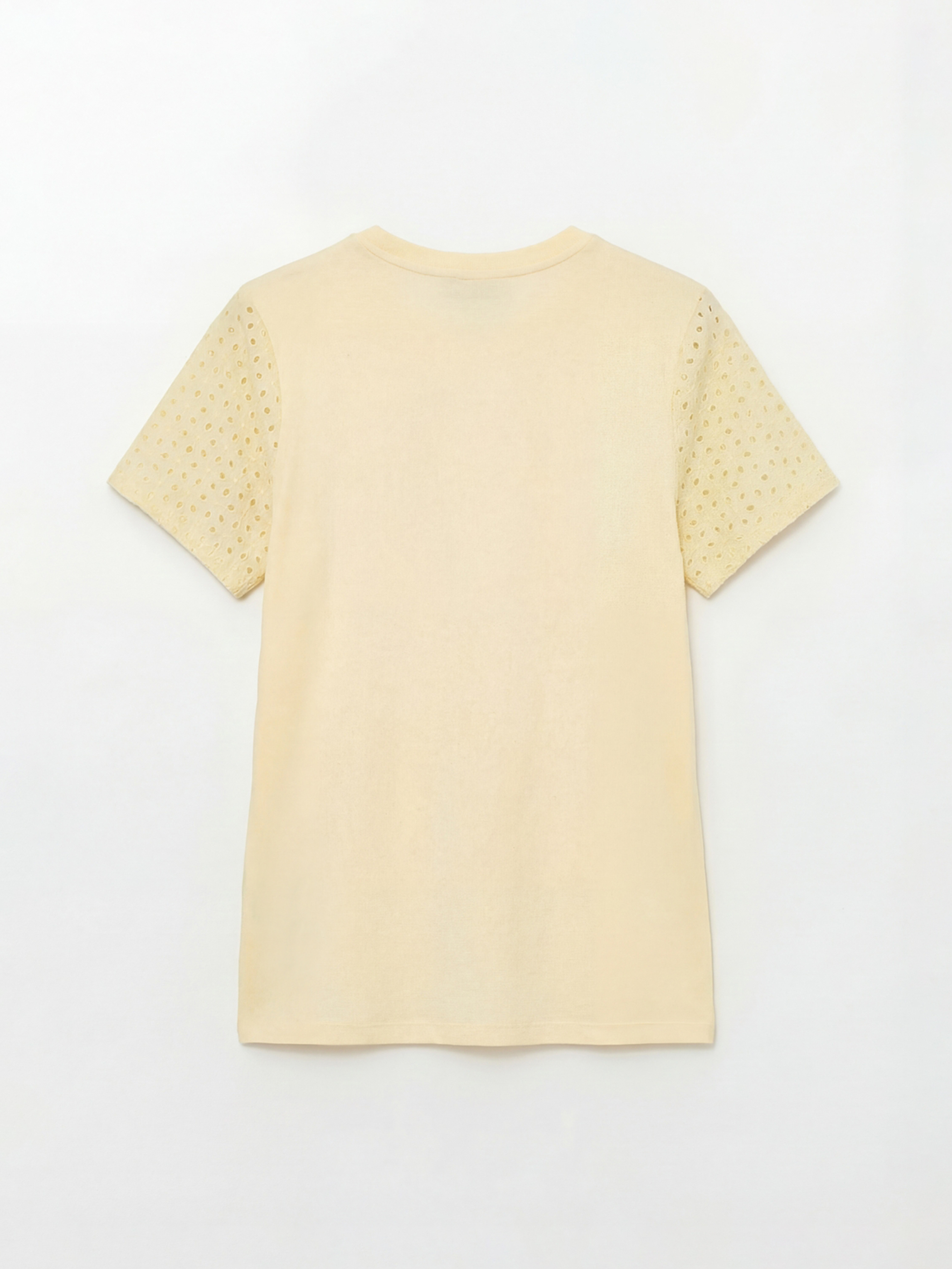 Sarı Bisiklet Yaka Ajurlu Bluz-5