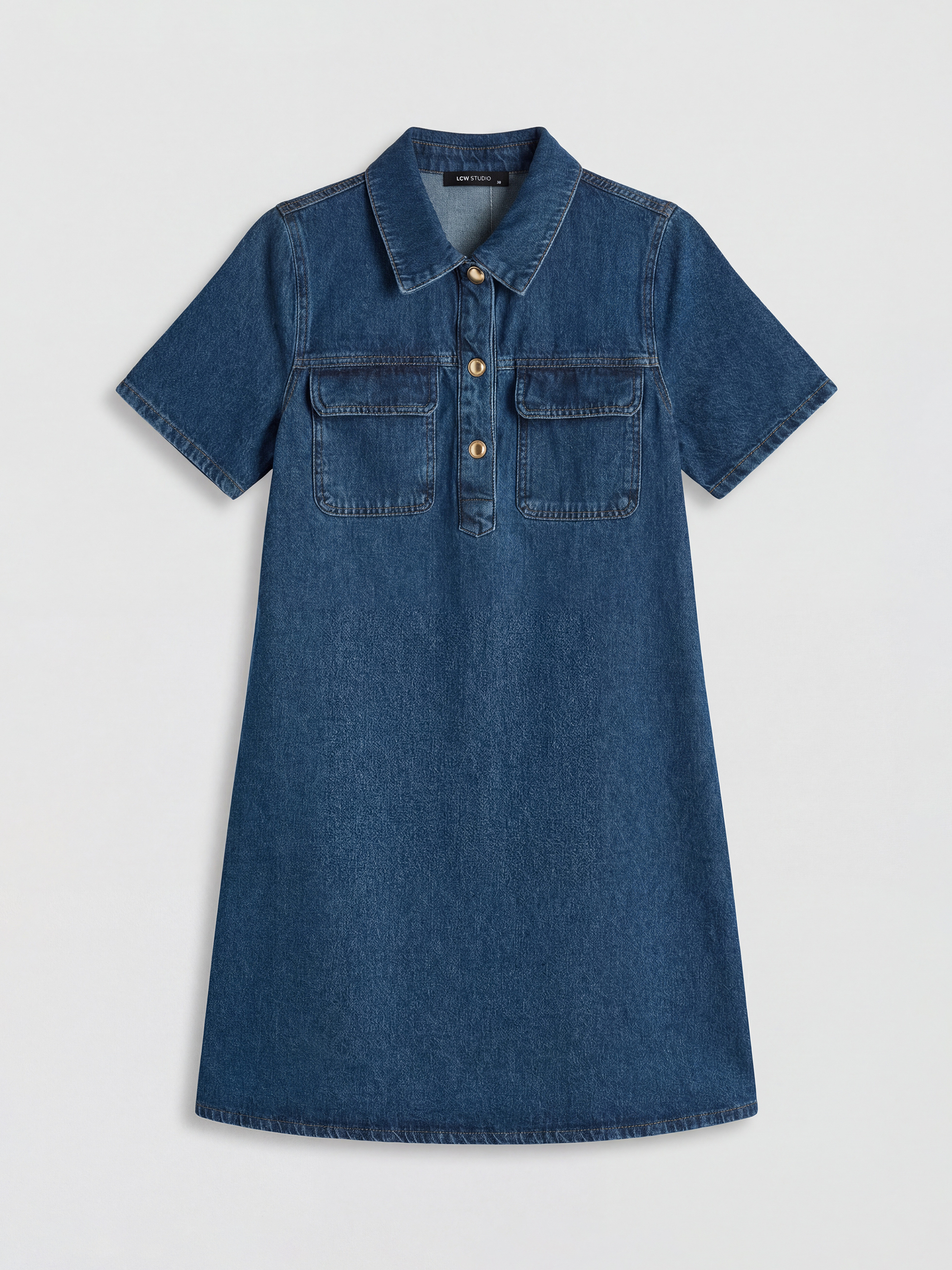 LCWAIKIKI Classic Gömlek Yaka Jean Elbise - S6G897Z8-563