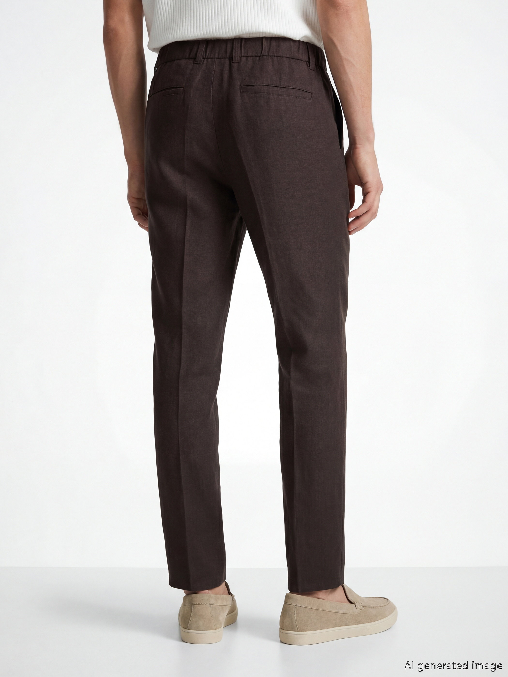 Kahverengi Regular Fit Viskon Erkek Pileli Pantolon-2