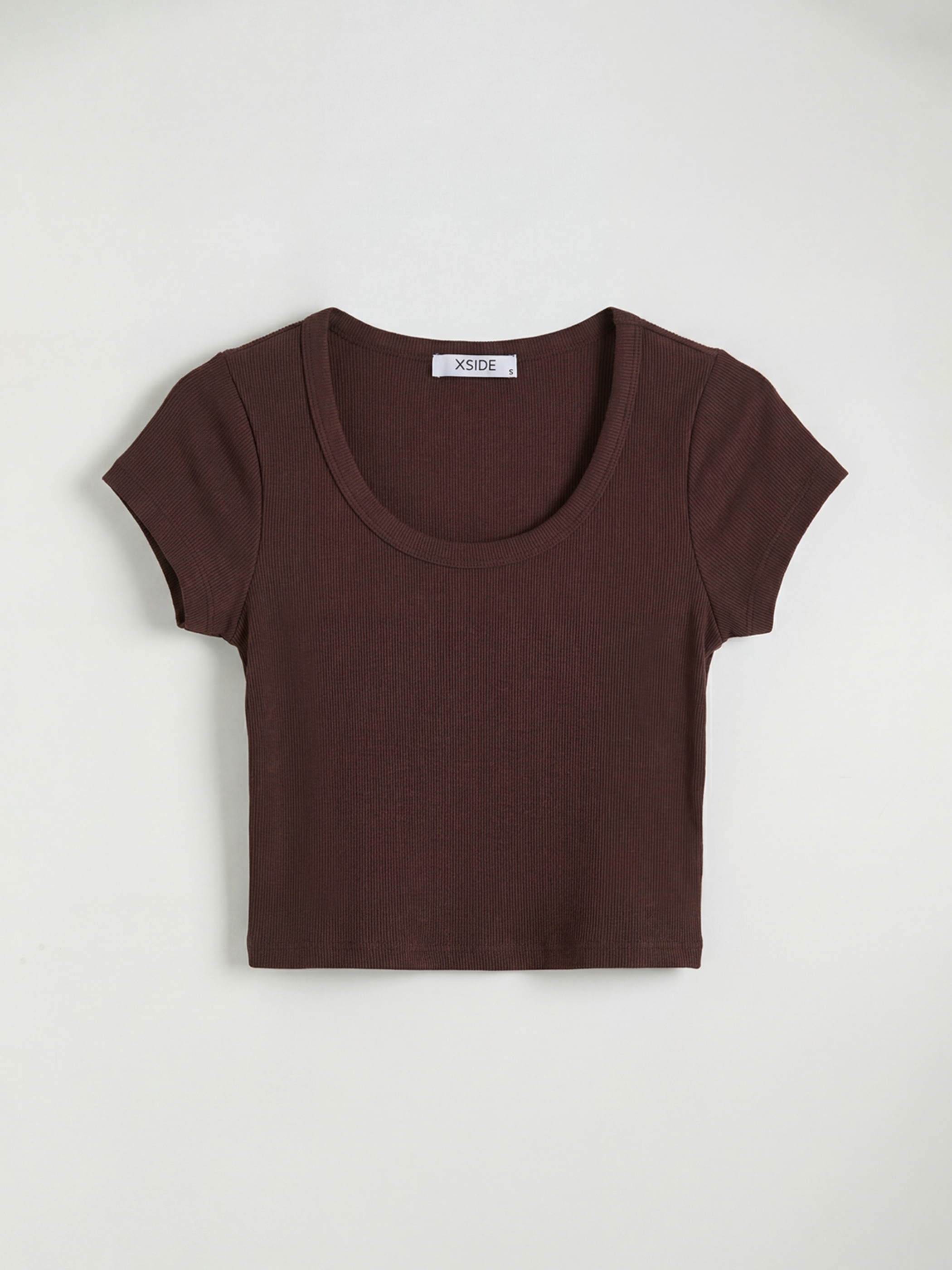 U Neck Ribbed Women's Crop Top-3