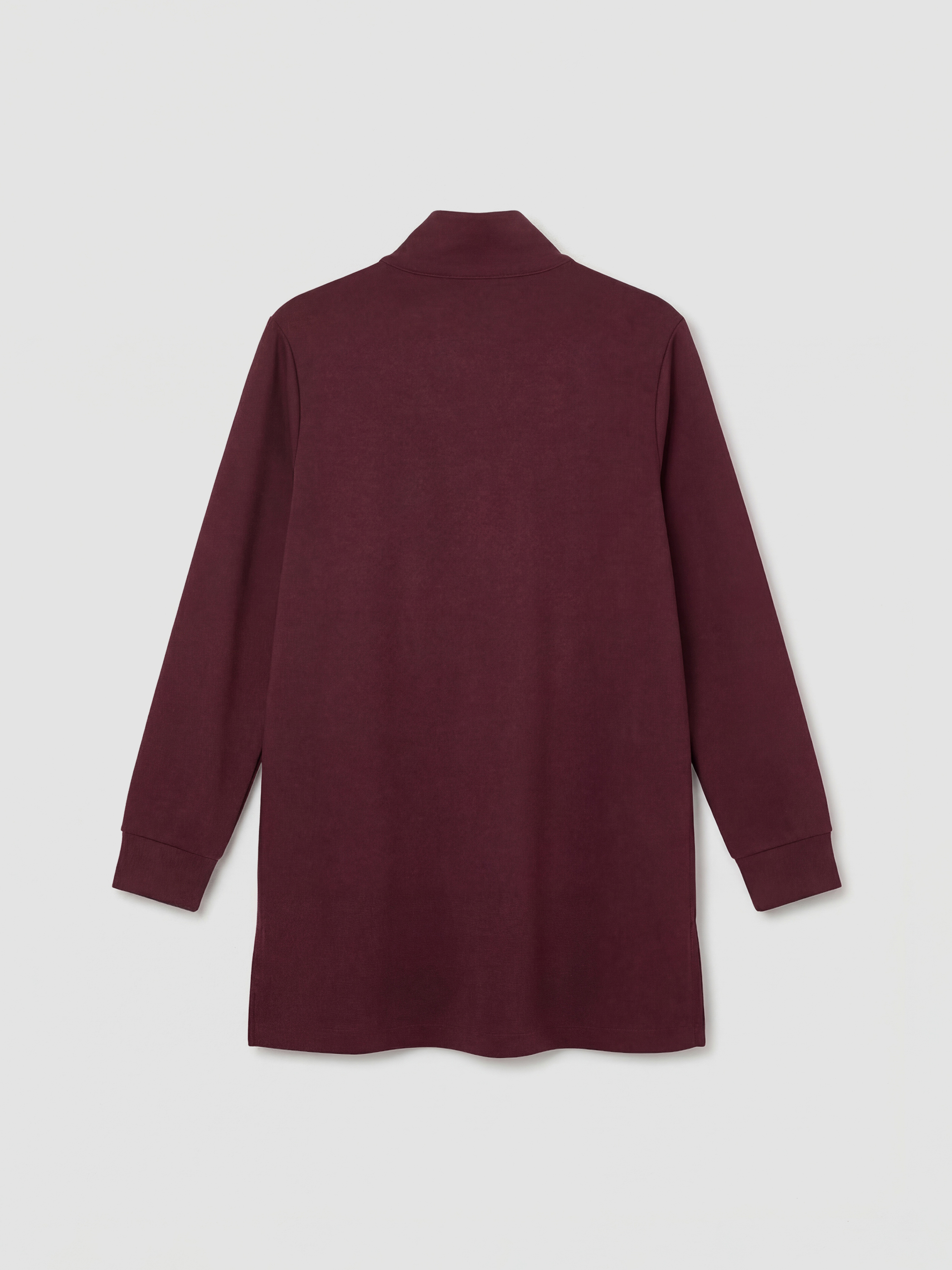 Bordo Dik Yaka Soft Touch Kadın Sweatshirt Tunik-5