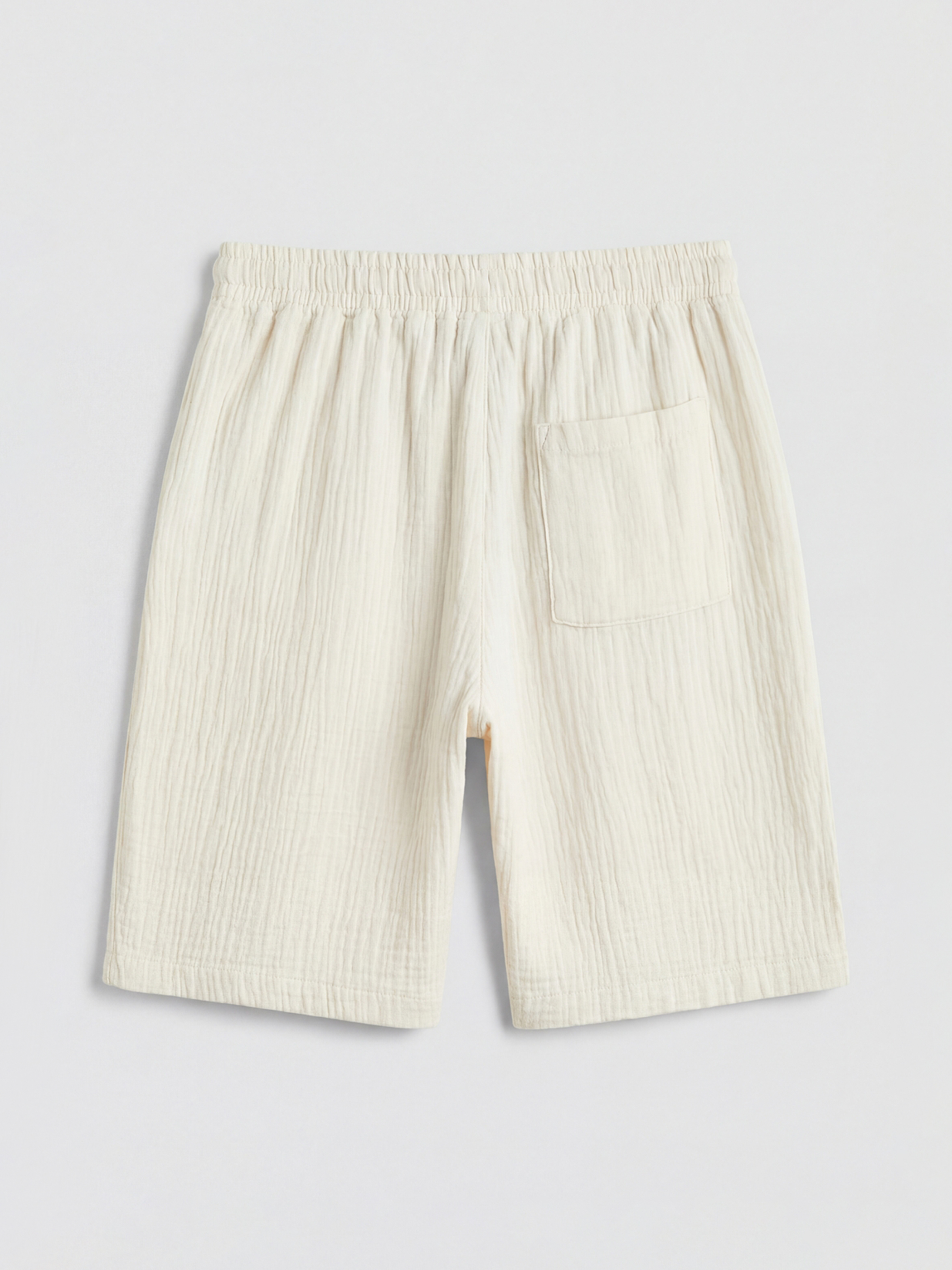 Bej Beli Lastikli Erkek Çocuk Müslin Şort-1