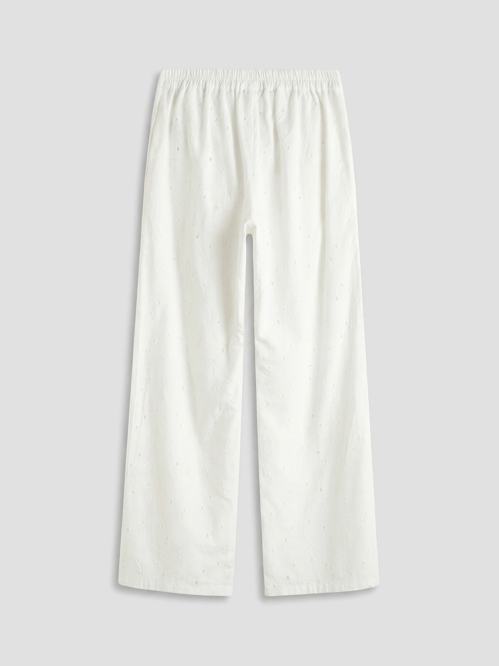Elastic Waist Embroidered Broderie Women's Trousers-5
