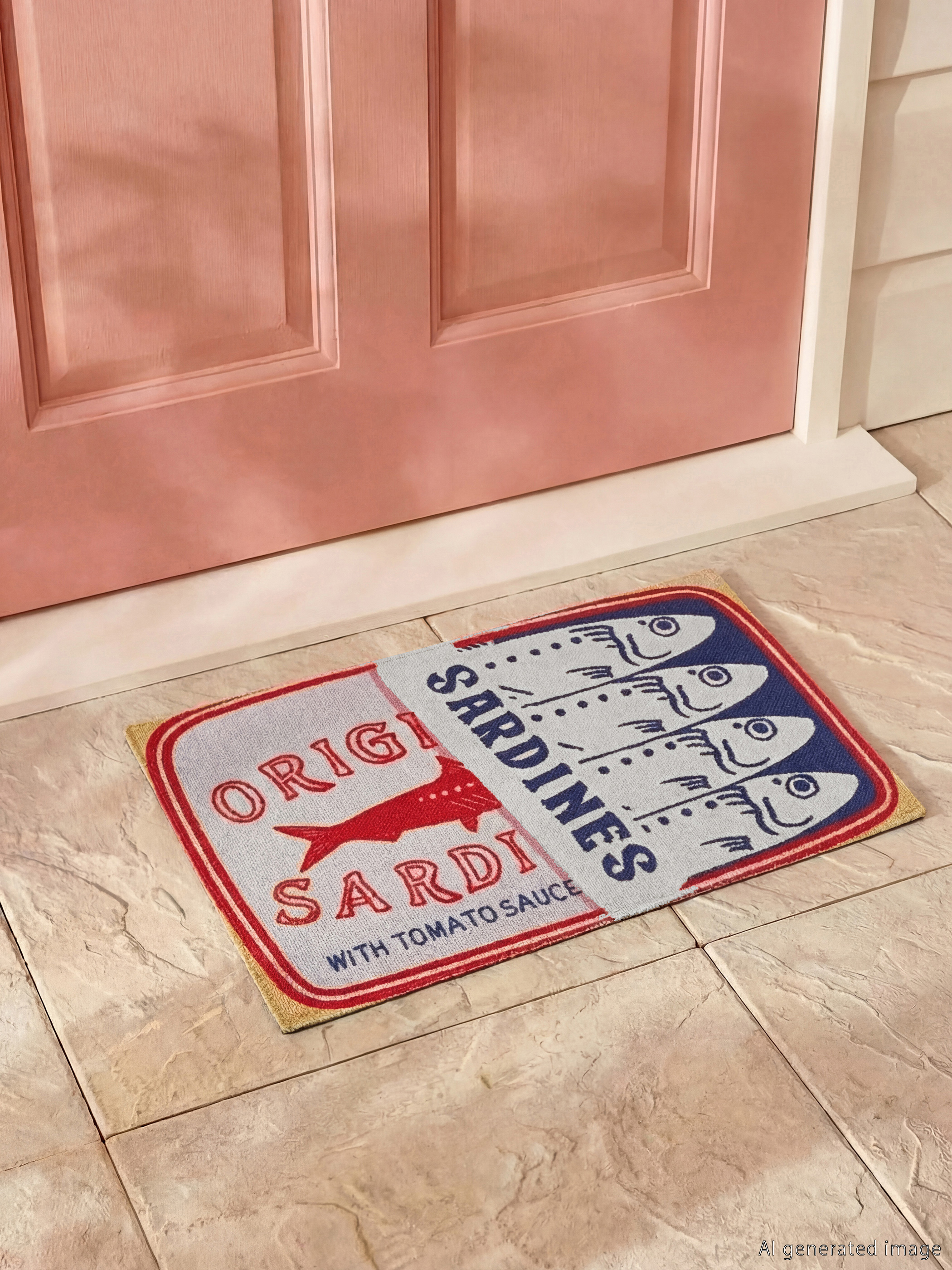 Balık Baskılı Kapı Önü Paspası 45x75 cm-1