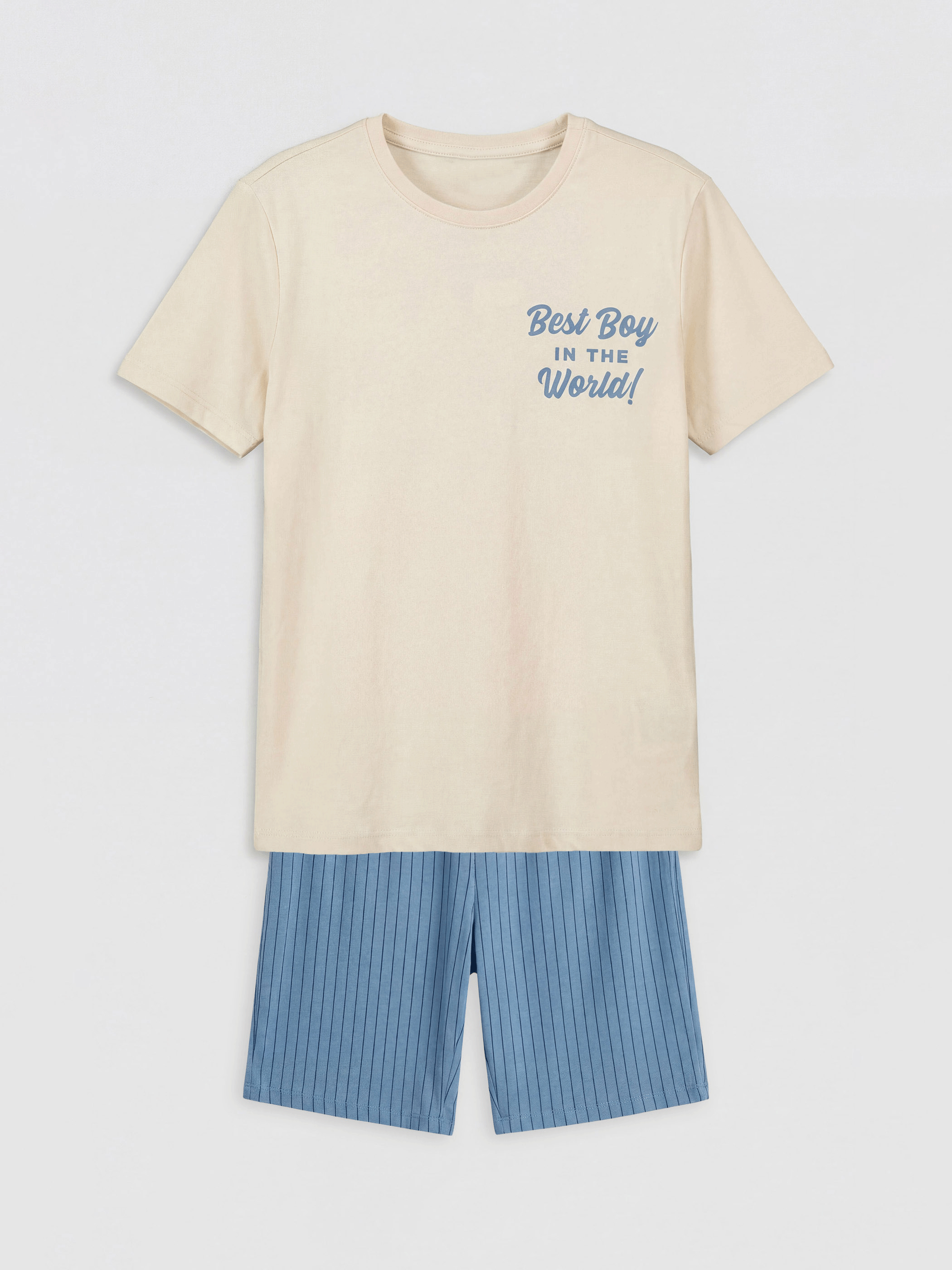 LCW Kids Bisiklet Yaka Erkek Çocuk Şortlu Pijama Takımı