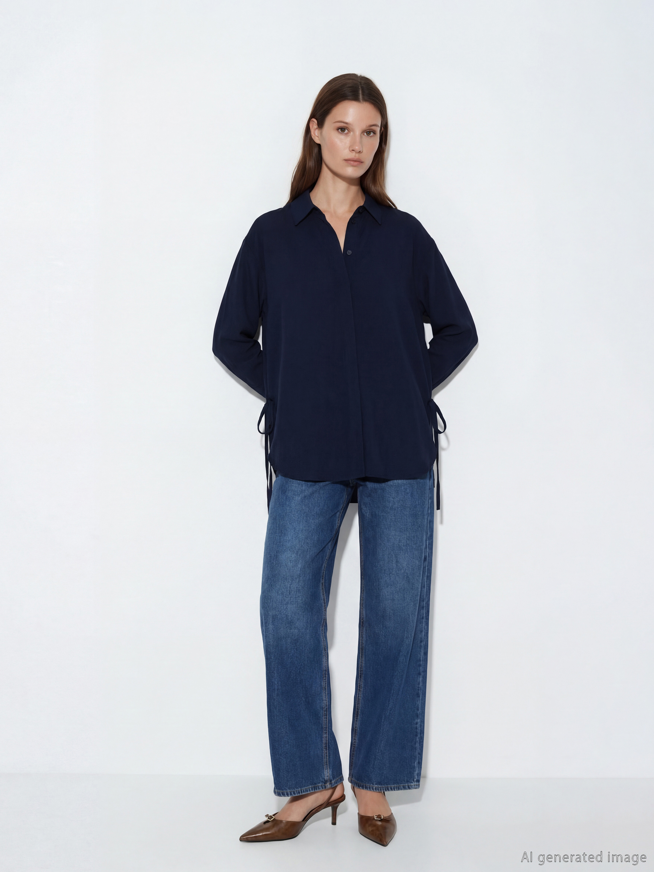 Women's Shirt Tunic with Tie Detail-4